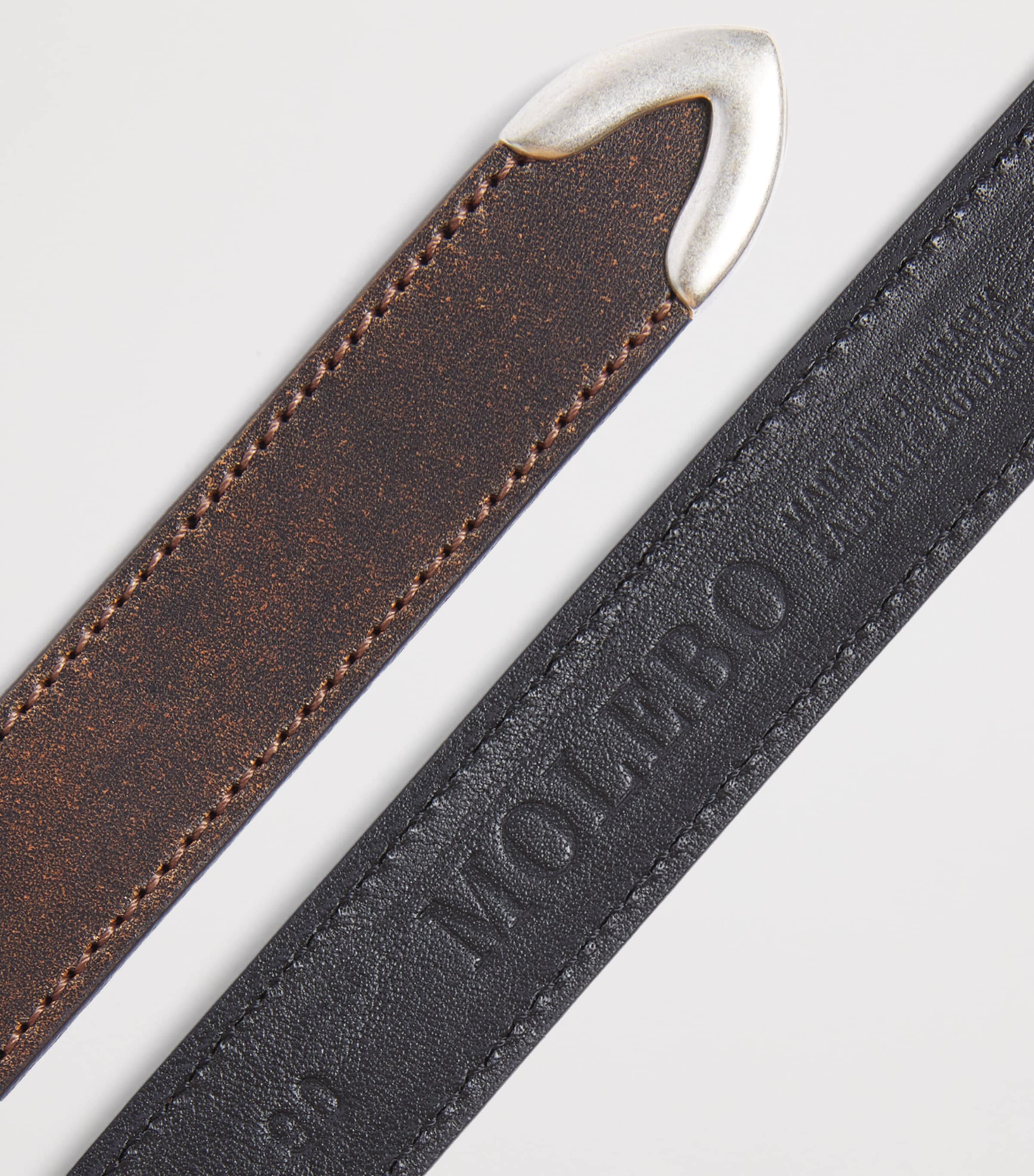 Molebo Burnished Leather Western Belt Faded Brown/black Image 4