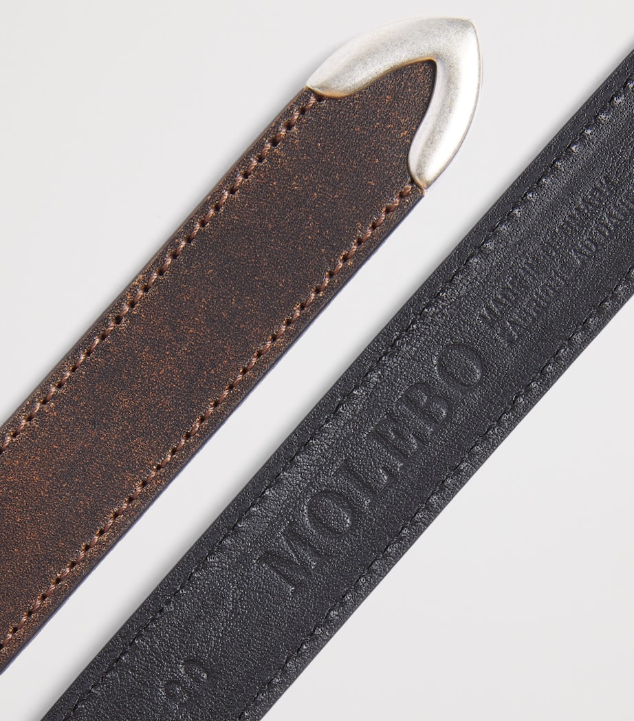 Molebo Burnished Leather Western Belt Faded Brown/black Image 4