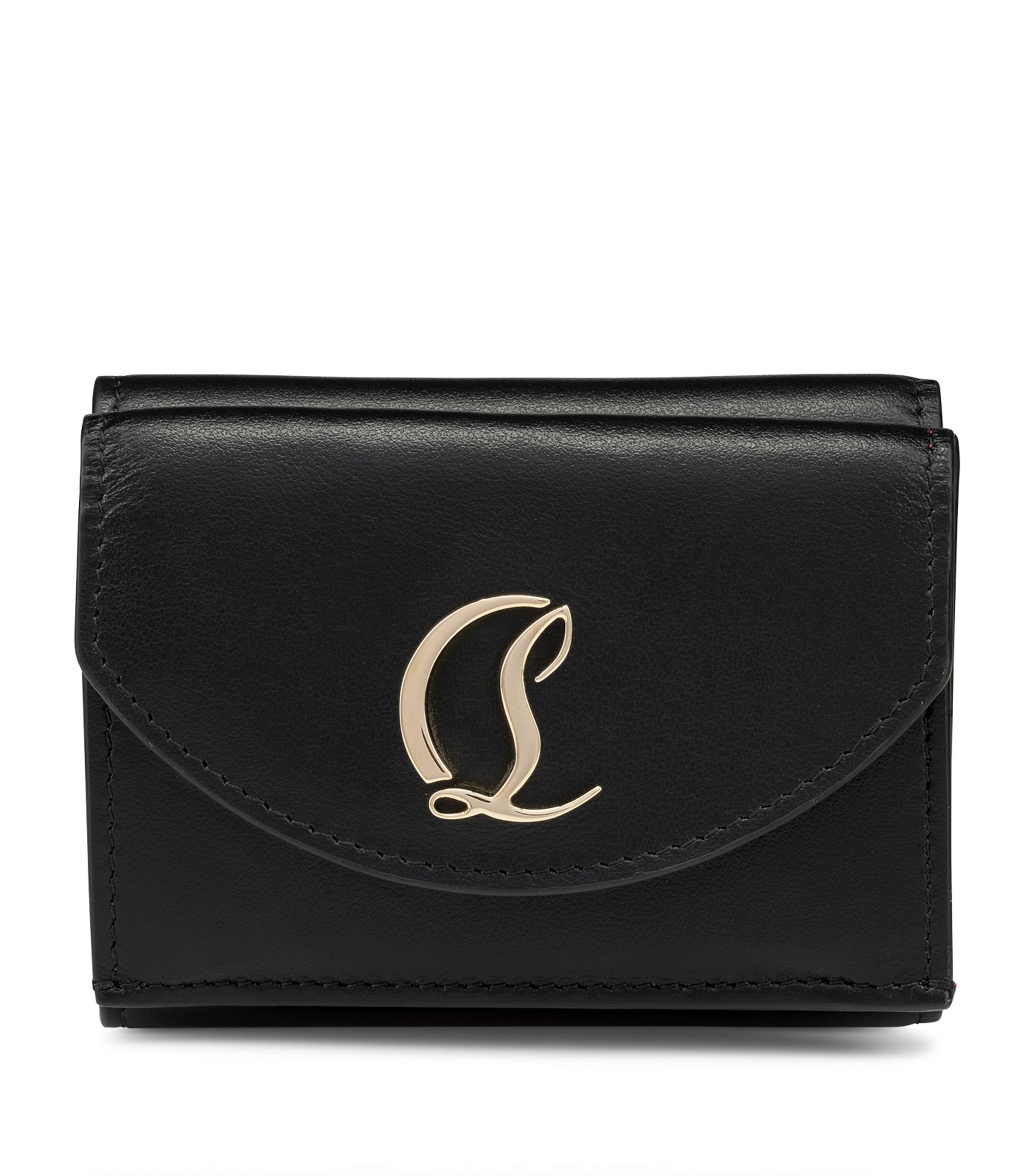 Christian Louboutin Loubi54 Leather Compact Wallet In Black