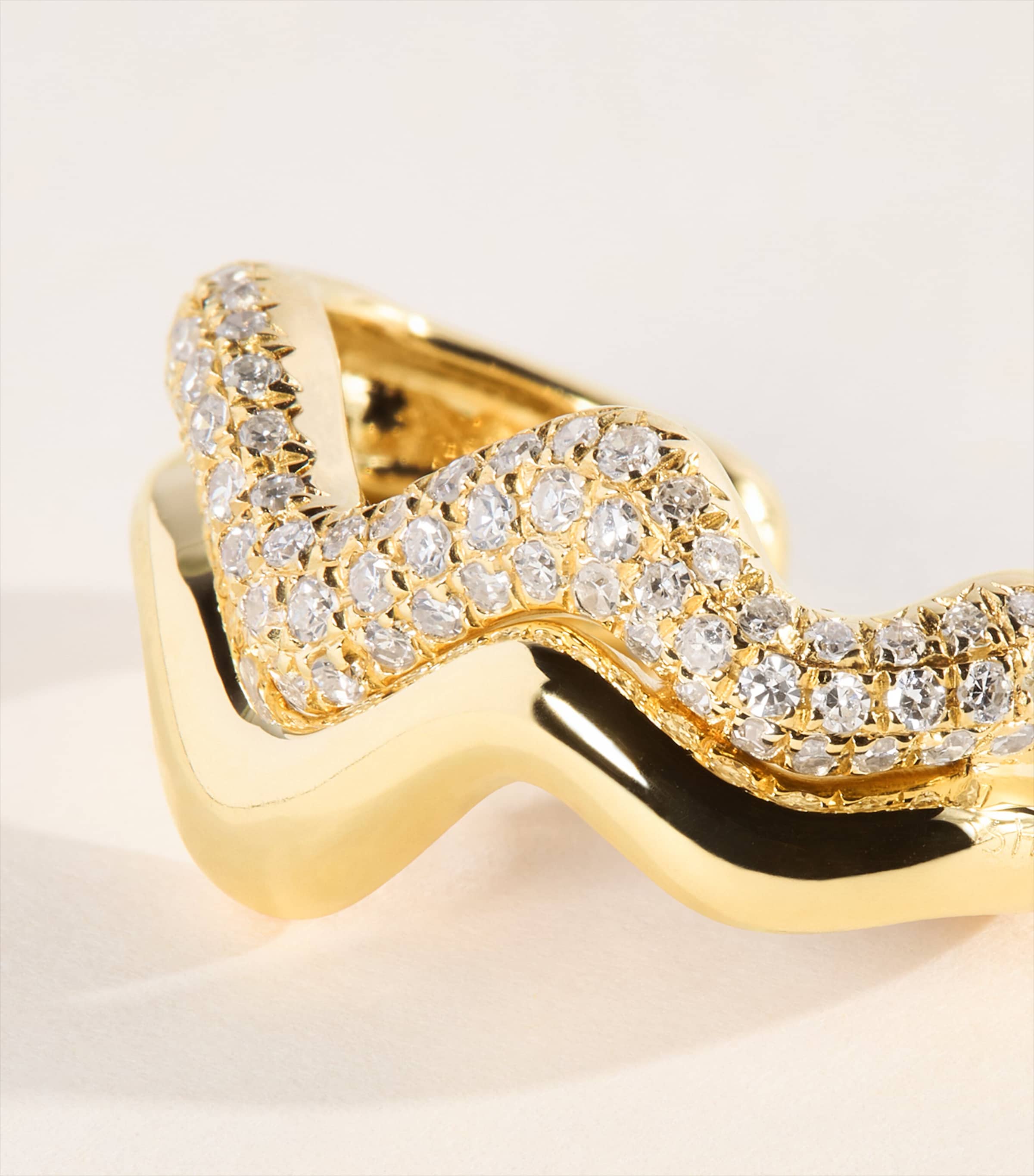 SHAY Yellow Gold and Diamond Wave Ear Cuff Yellow Gold Image 4