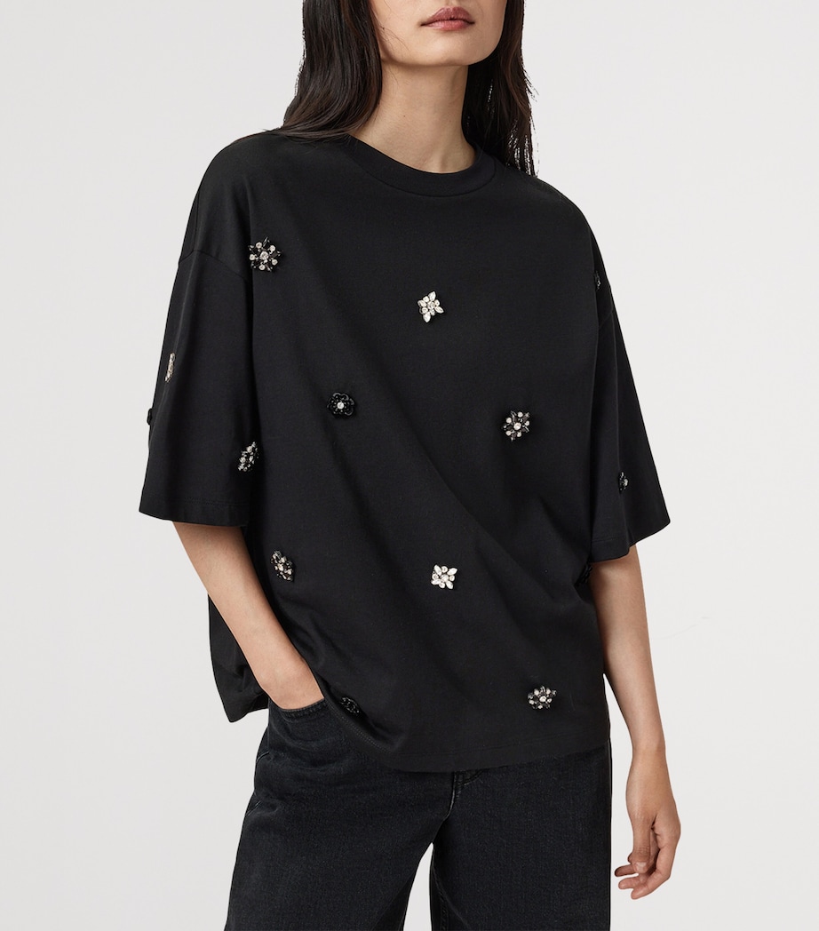 Organic Cotton Amelie Embellished T-Shirt BLACK Image 4