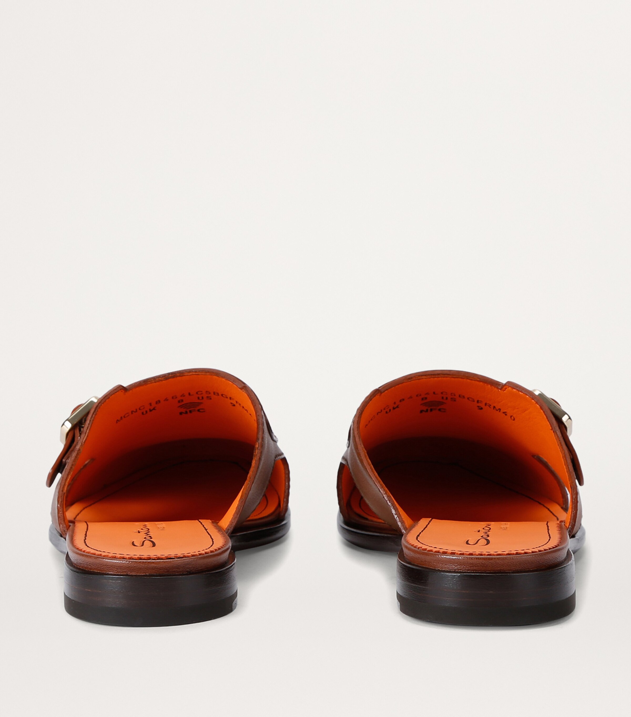 Santoni Leather Monk Slippers Mid Brown Image 2