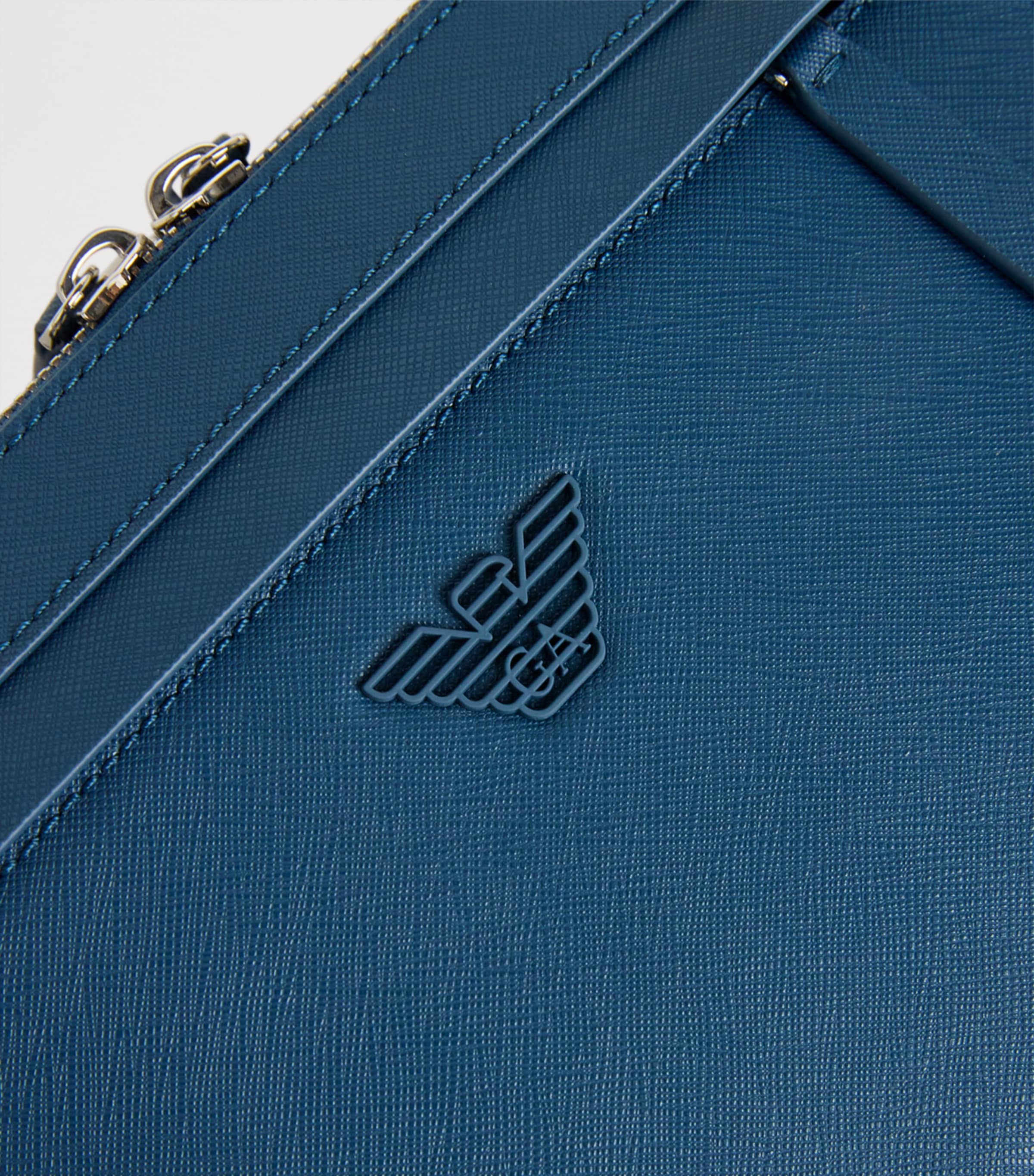 Emporio Armani Blue Mini Regenerated Saffiano Leather Camera Bag