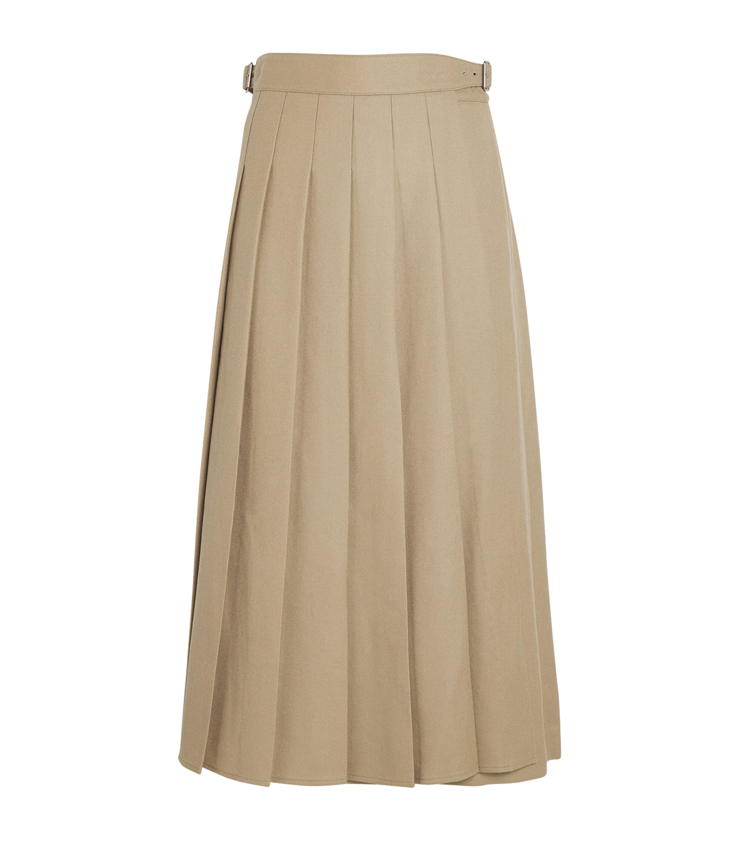 Shop Le 17 Septembre Wool Pleated Midi Skirt In Green