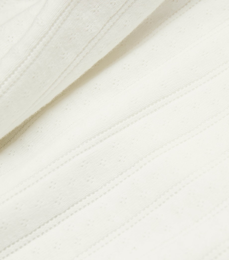 Rib-Knit Pointelle T-Shirt WHITE Image 5