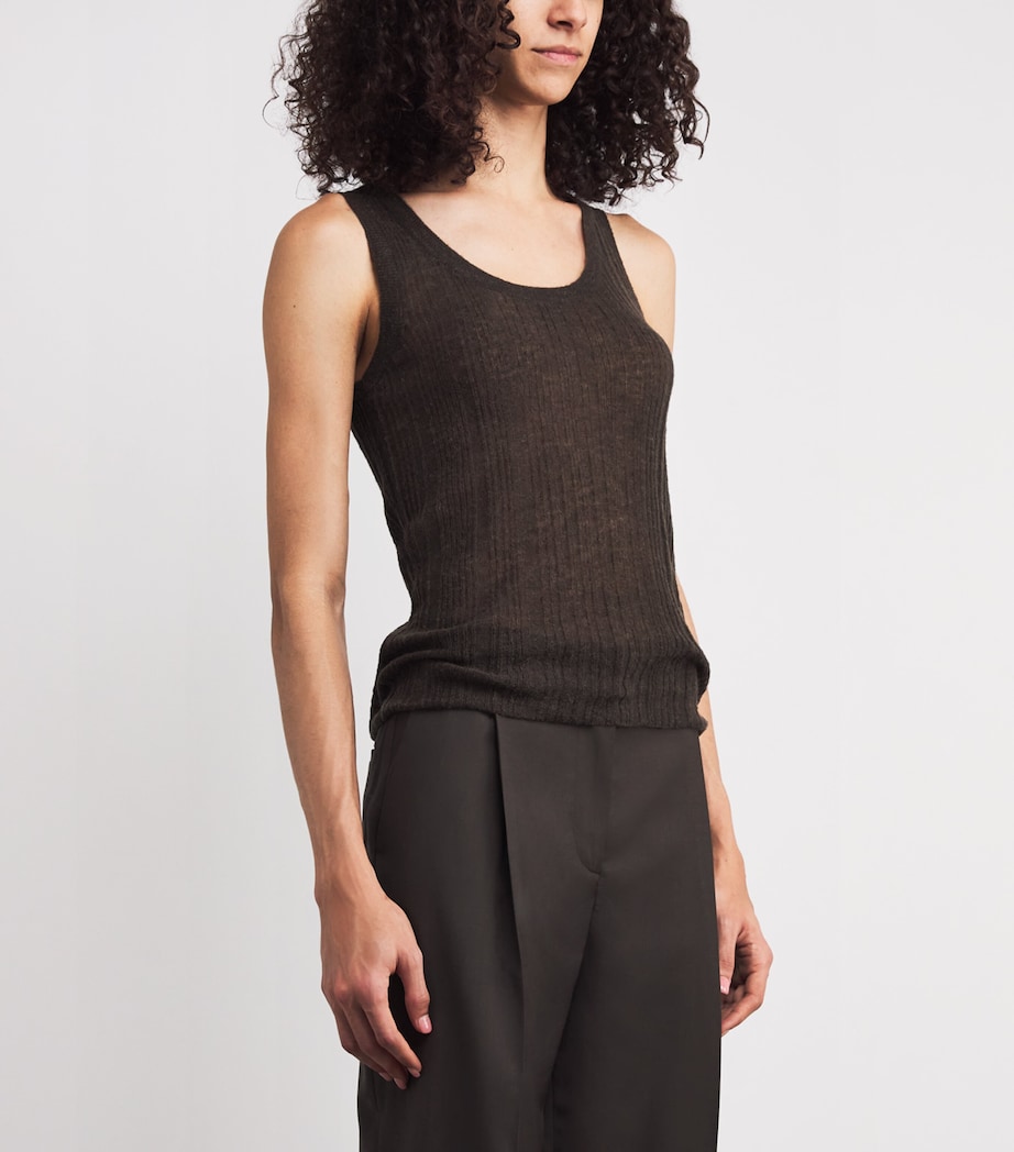 Wool-Blend Sheer Ycaza Tank Top COCOA Image 3