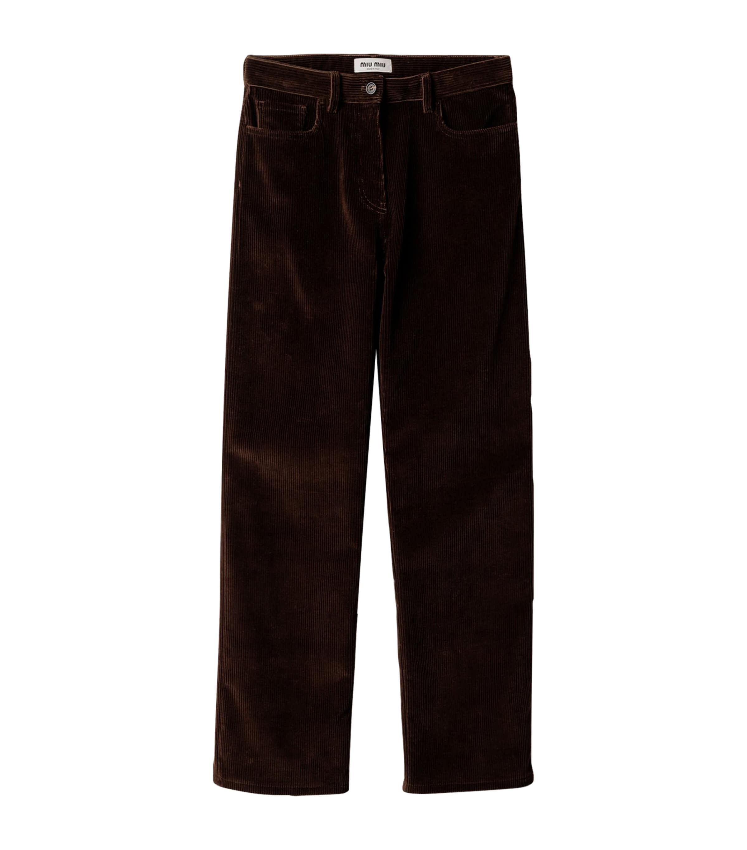 Miu Miu Womens Corduroy Straight Trousers Brown Image 1