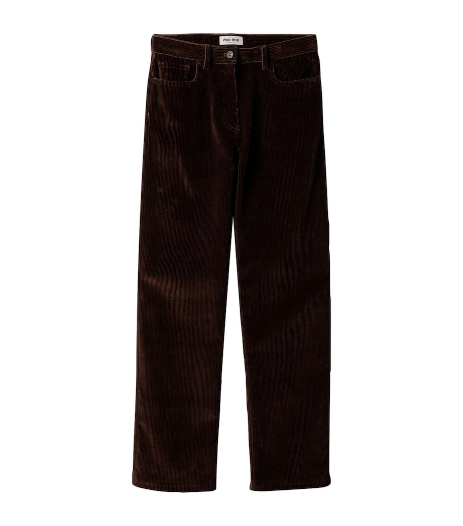 Miu Miu Womens Corduroy Straight Trousers Brown Image 1