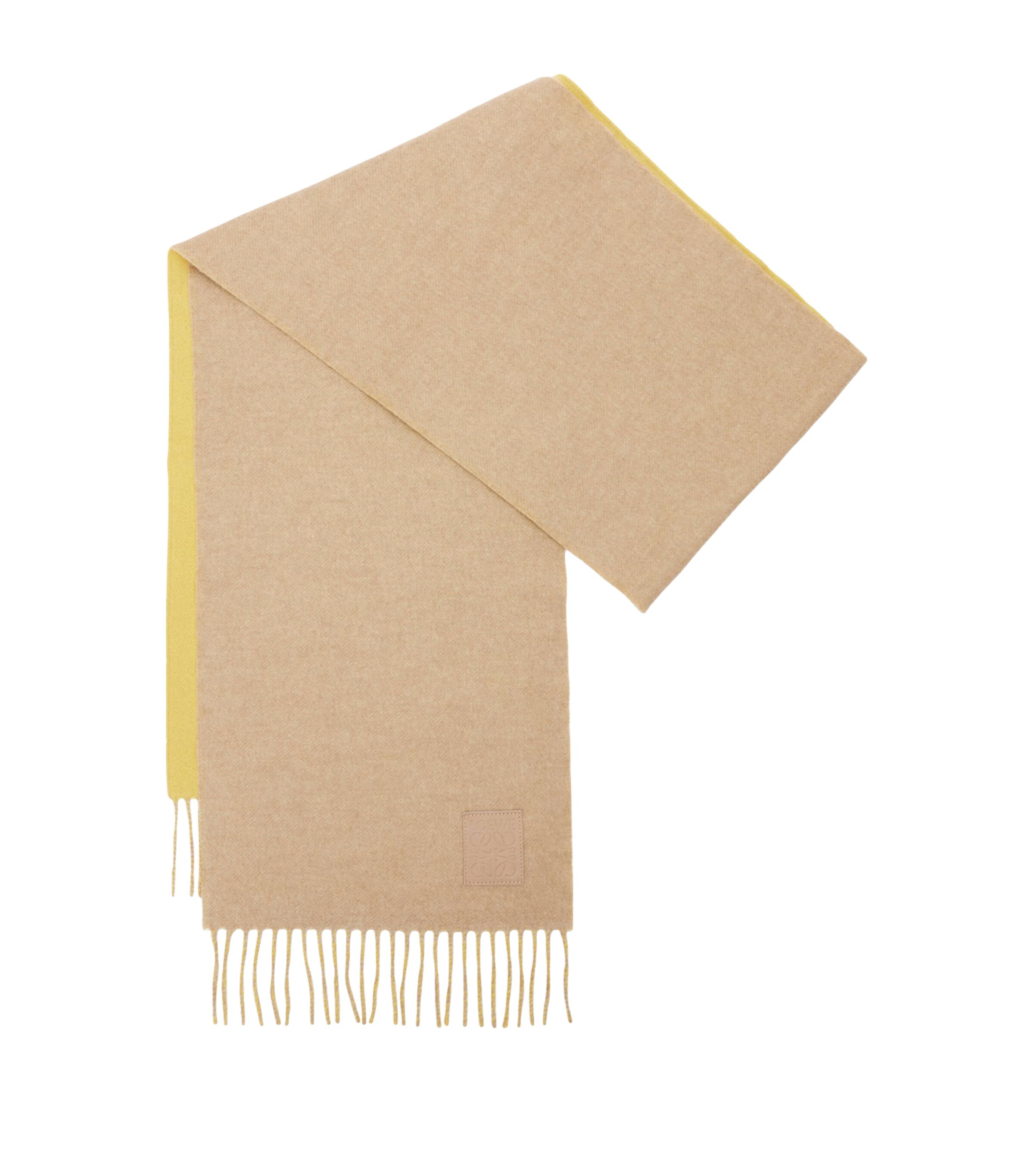 Loewe Womens  Two-tone Anagram-embroidered Wool And Cashmere-blend Scarf In Beige