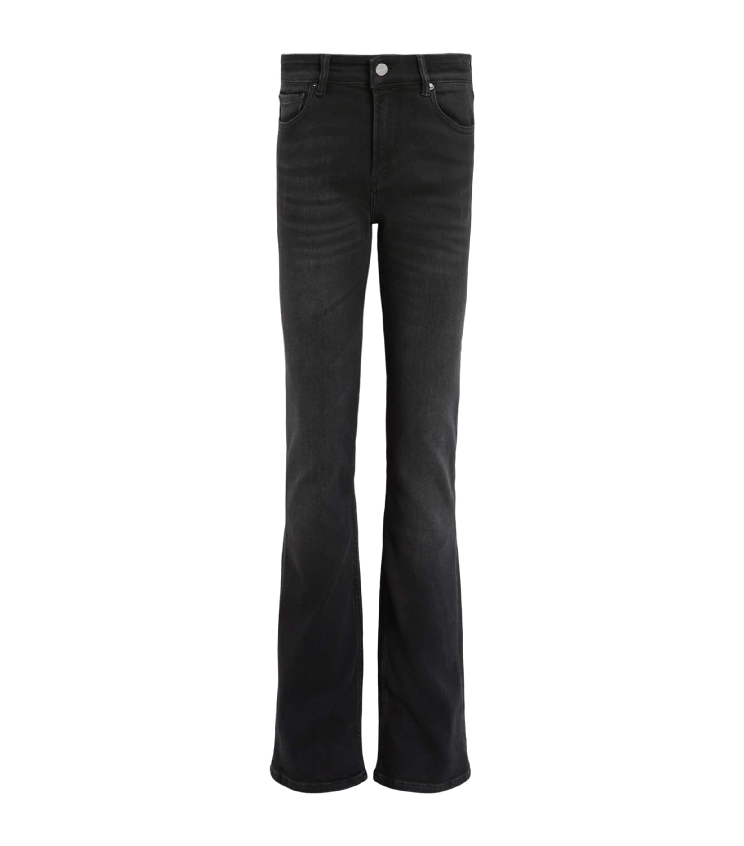 Allsaints Womens Black Haldan High-rise Bootcut Stretch Organic-denim Jeans In Black