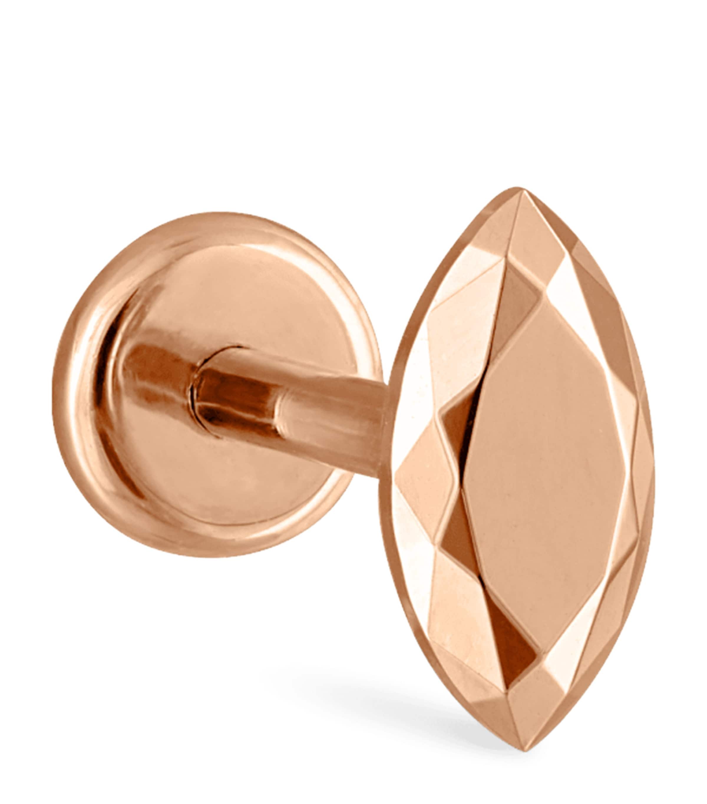 Faceted Marquise Threaded Stud Single Earring (5.5mm) ROSE GOLD Image 1