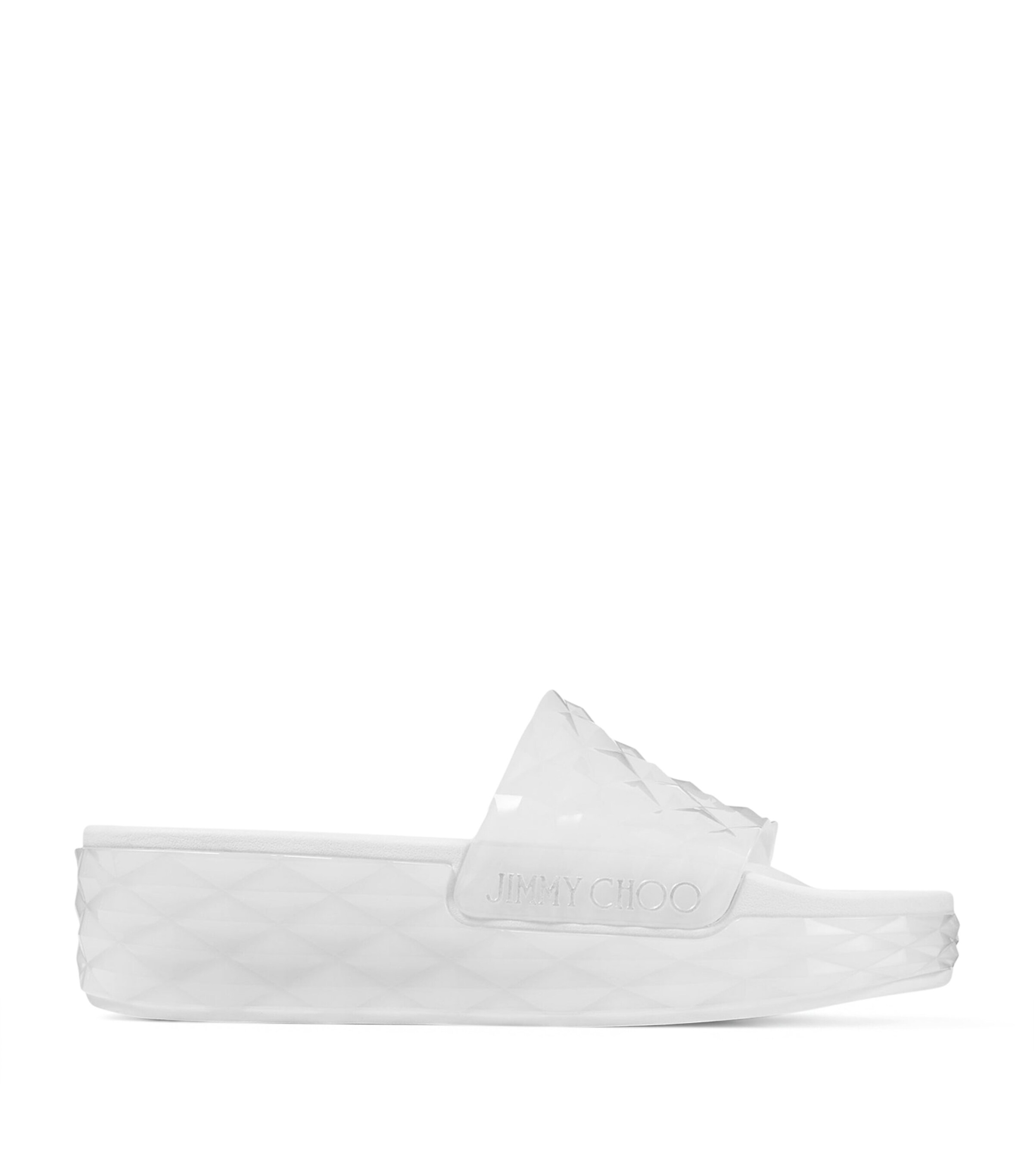 Jimmy Choo Transparent Diamond Slides In White
