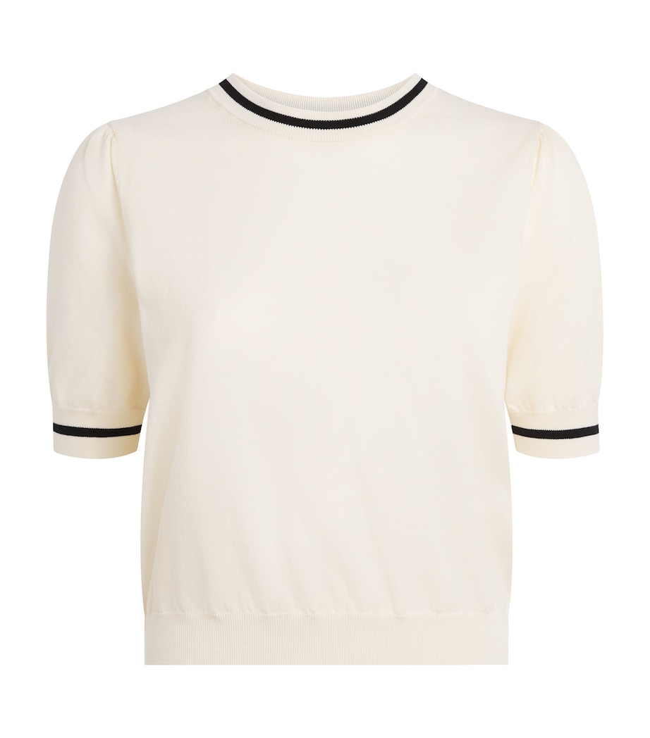 FRAME Womens Cotton-Blend Short-Sleeve Sweater Cream Image 1