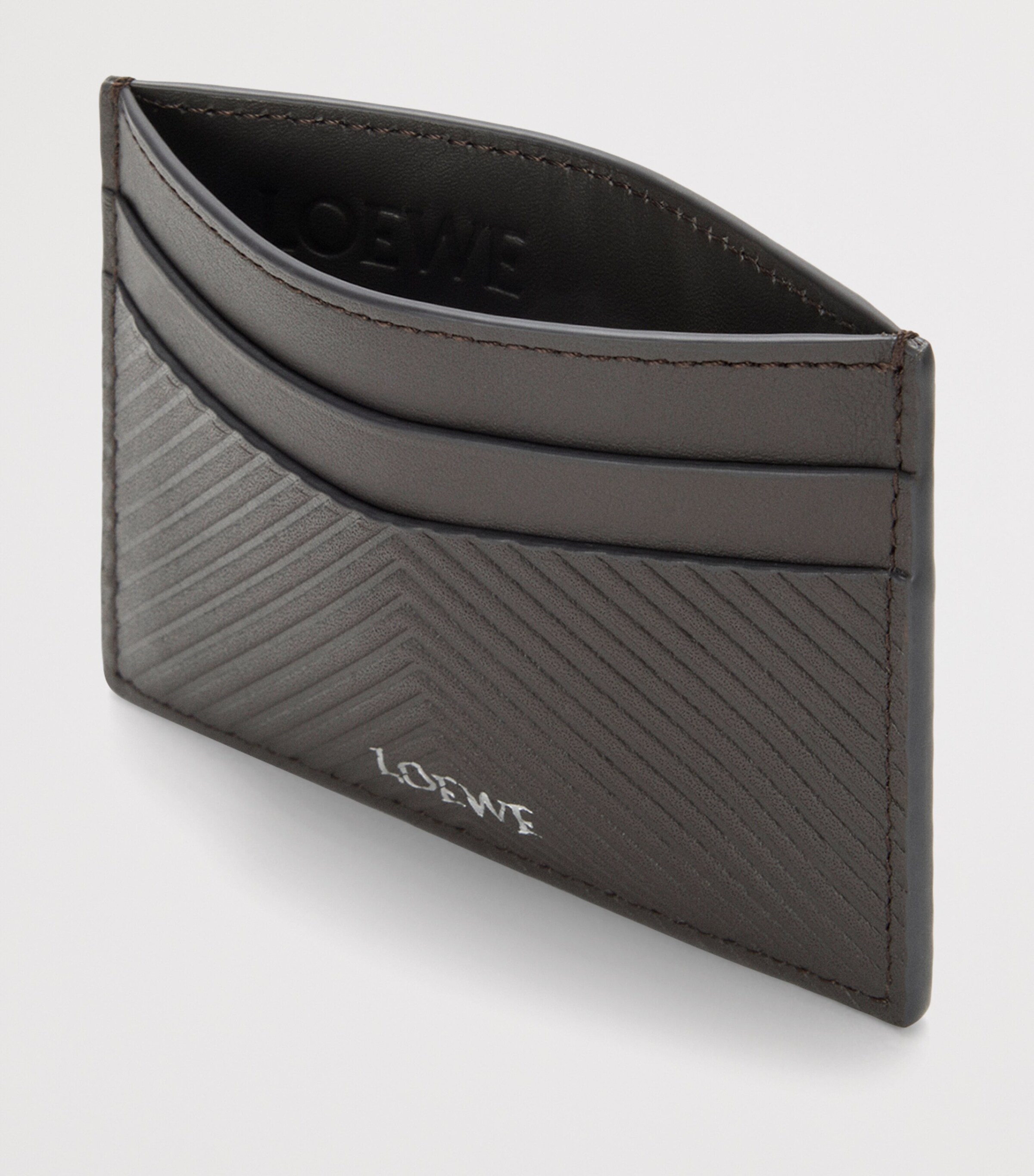 Leather Chevron Card Holder DARK GREY Image 3