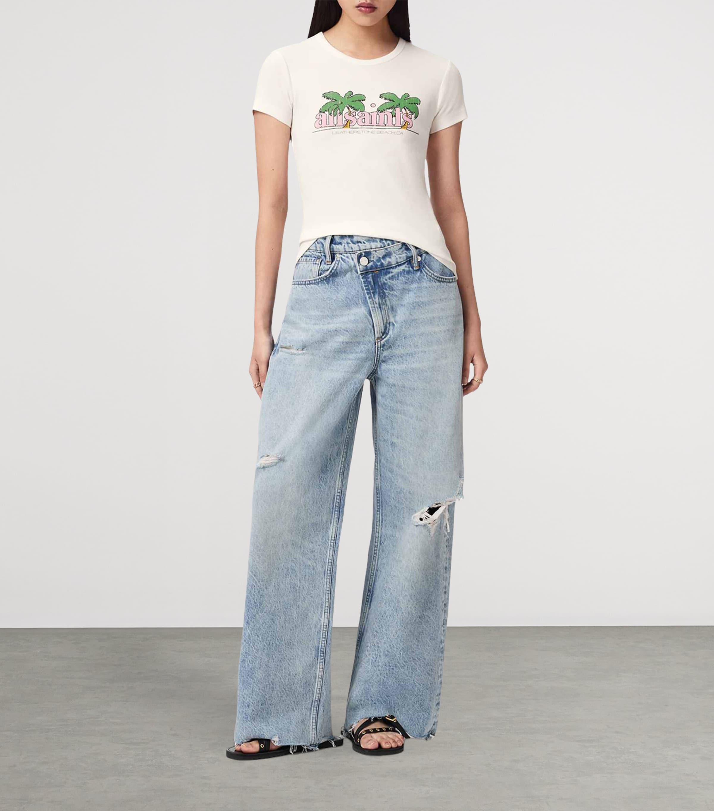 AllSaints Womens Organic Cotton Troppo Stevie T-Shirt Chalk White Image 2