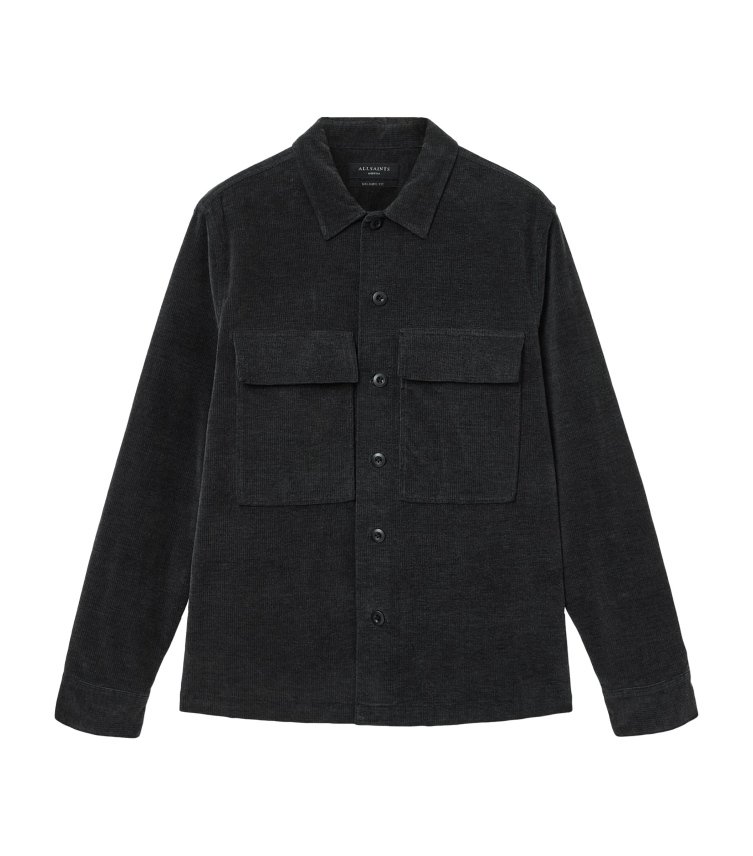 AllSaints Mens Corduroy Hawker Overshirt Faded Black Image 1