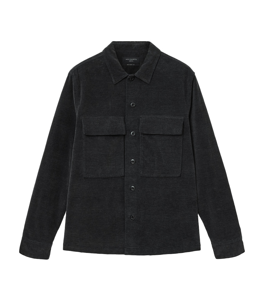 AllSaints Mens Corduroy Hawker Overshirt Faded Black Image 1
