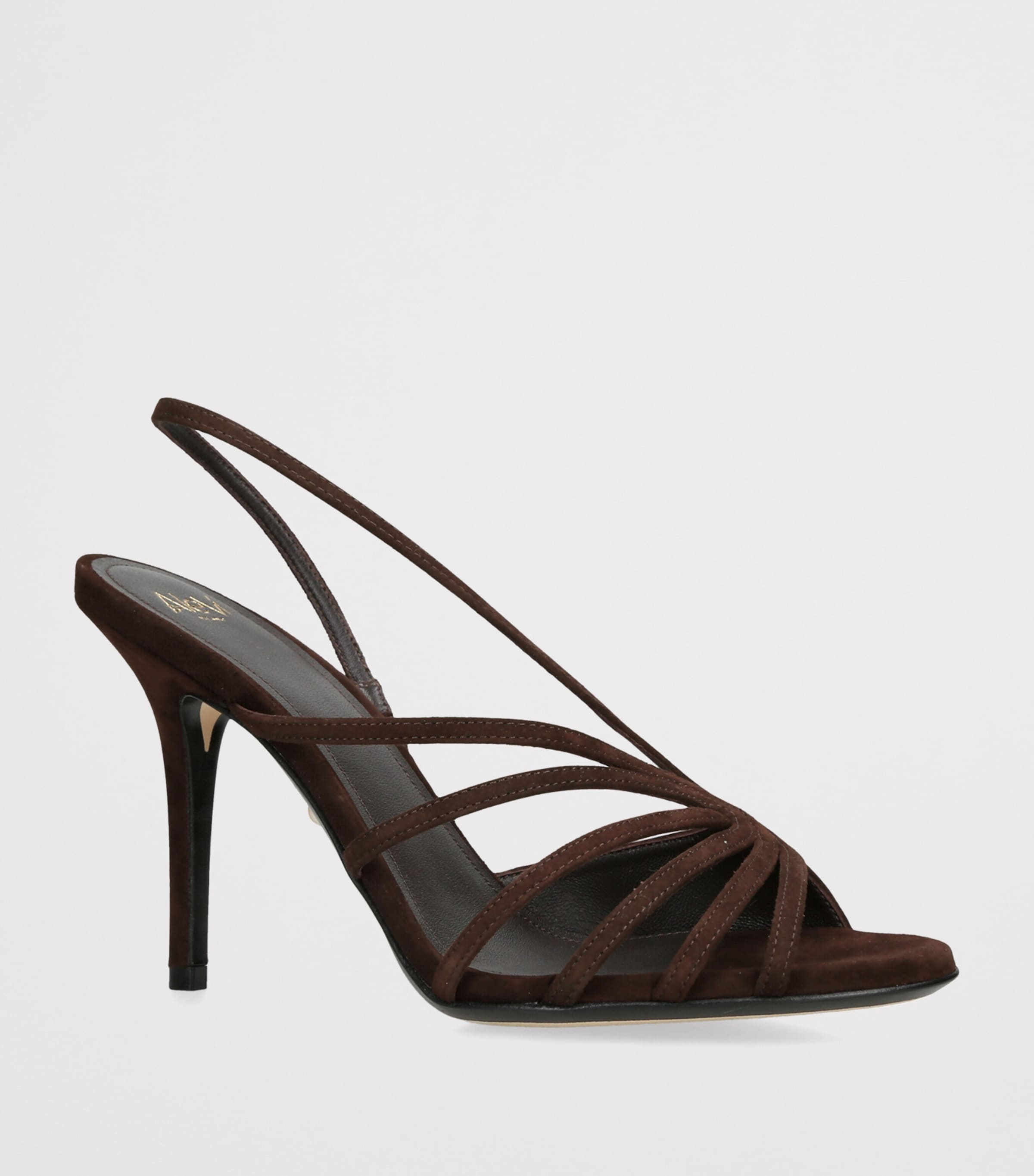 Alevì Suede Star Heeled Sandals 95 Dark Brown Image 2