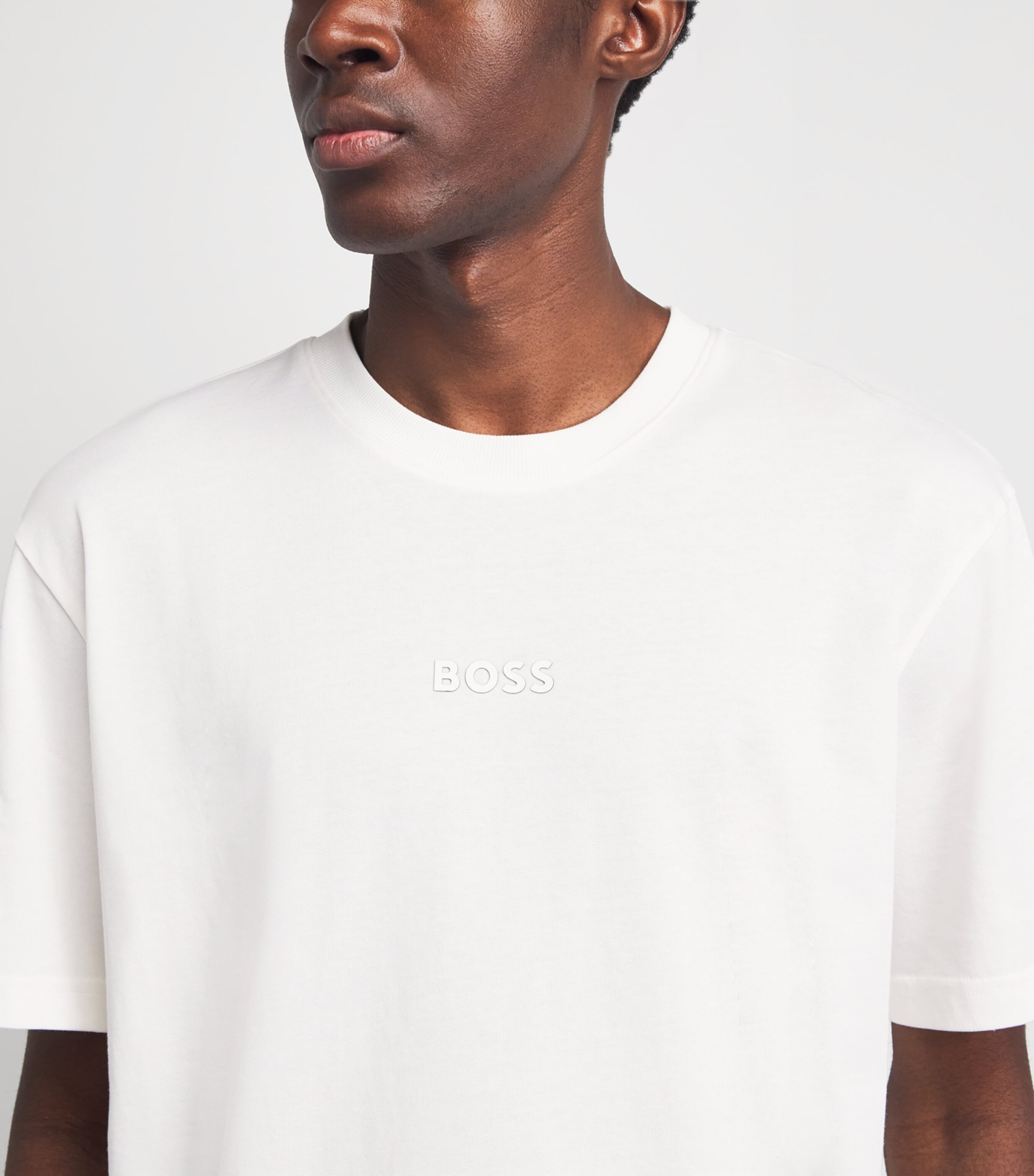 BOSS Mens Reflective-Logo T-Shirt White Image 3