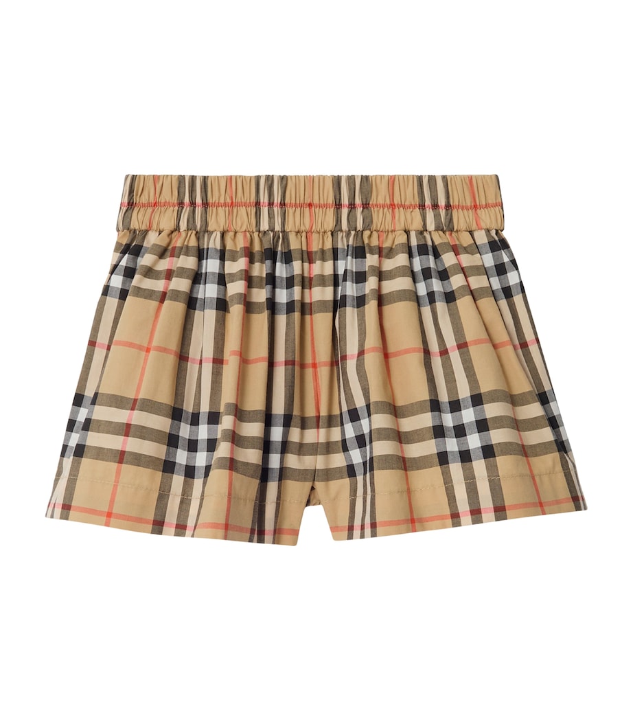 Burberry Kids Cotton Check Shorts (3-36 Months) Sand Ip Check Image 1