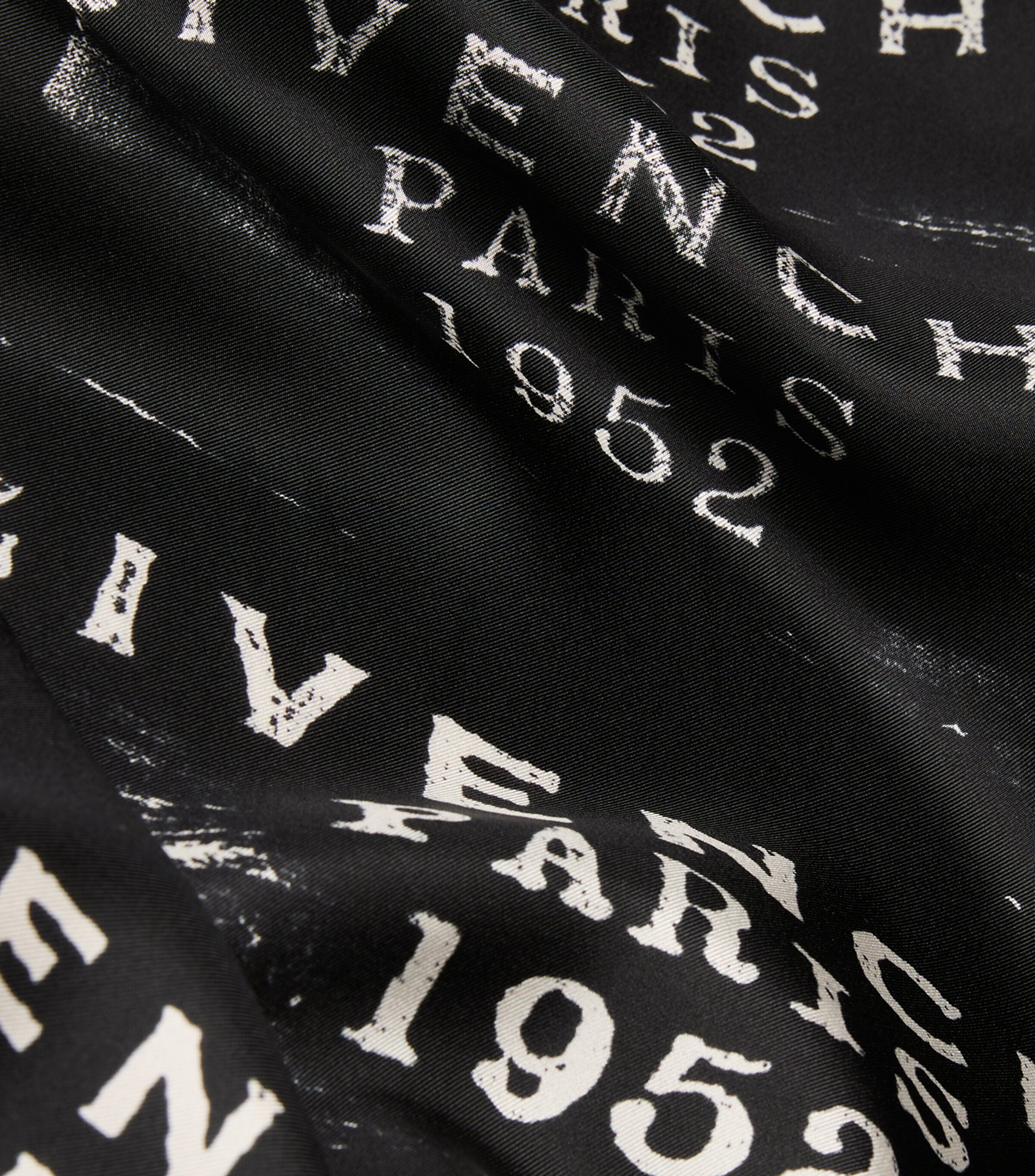 Silk Stamp Square Shawl BLACK Image 2