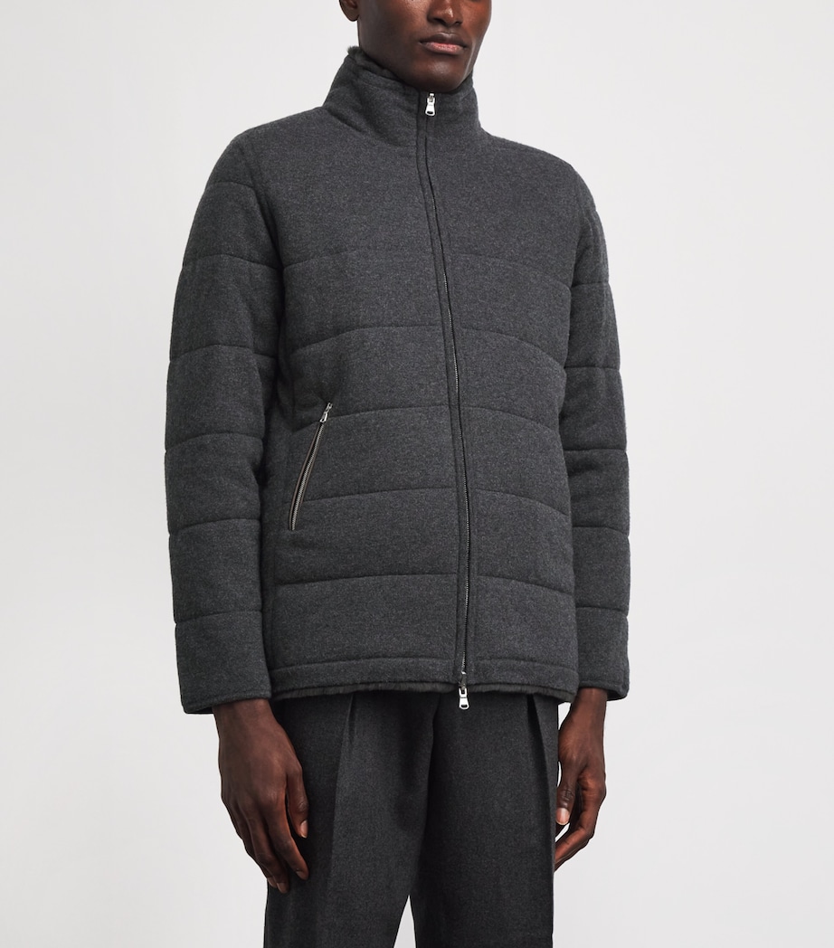 N.Peal Mens Cashmere Fur-Lined Jacket Charcoaldark Grey Image 4