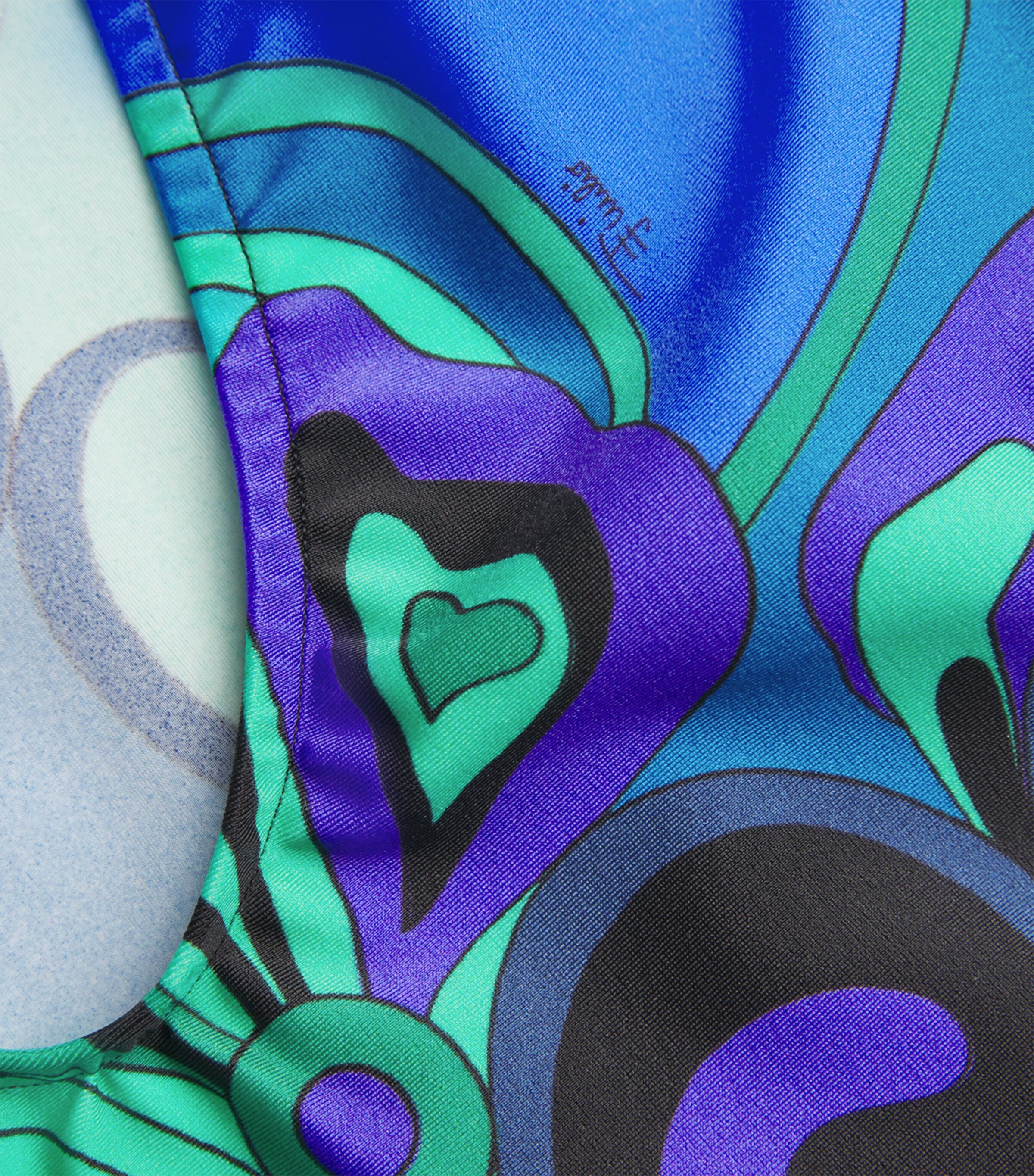 PUCCI Womens Orchidee Print Halterneck Swimsuit Smeraldo Image 4