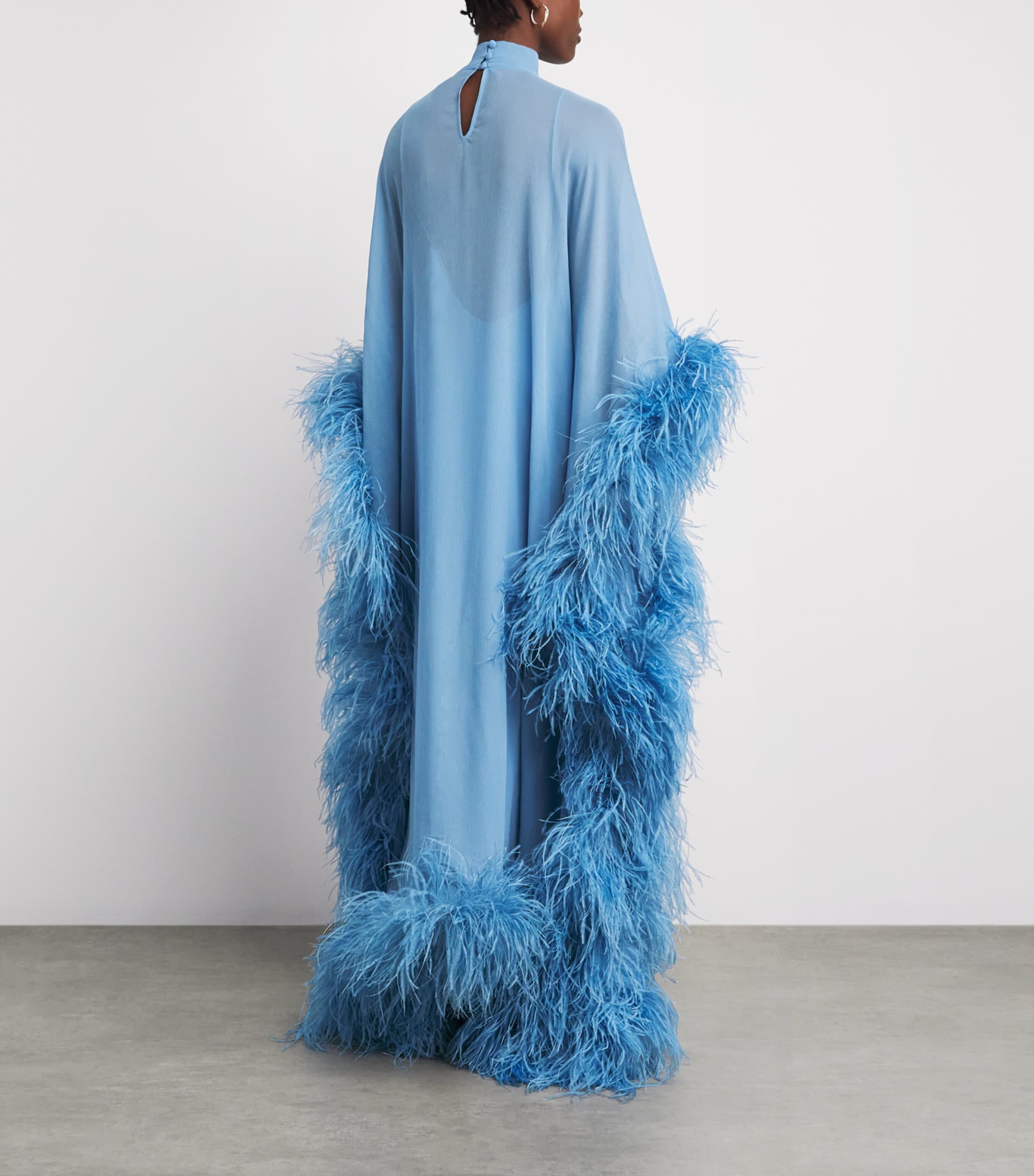Taller Marmo Womens Silk Casta Spirito Kaftan Maxi Dress Powder Blue Image 4