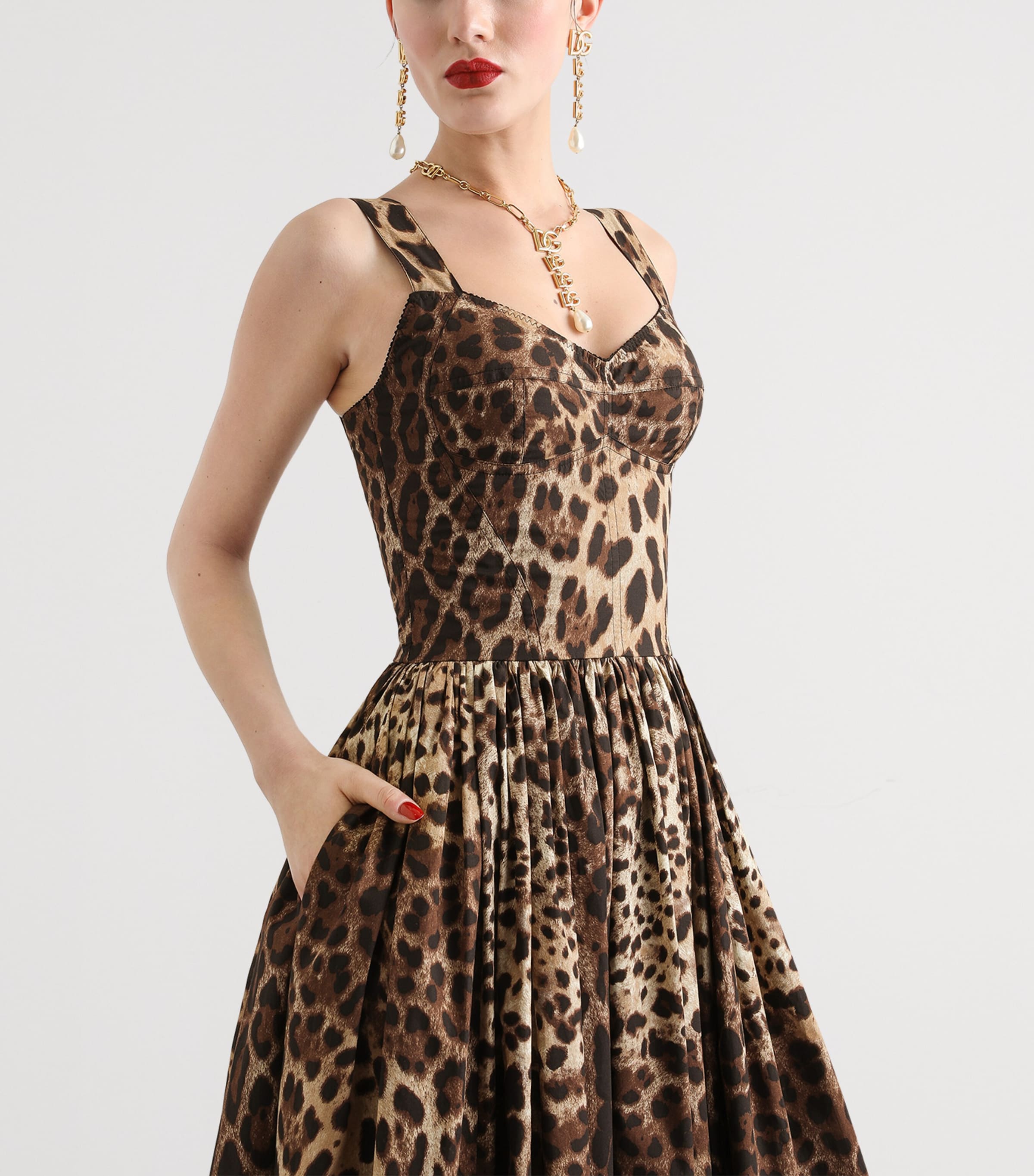 Dolce&Gabbana Womens Cotton Leopard Print Maxi Dress Leo New Image 4