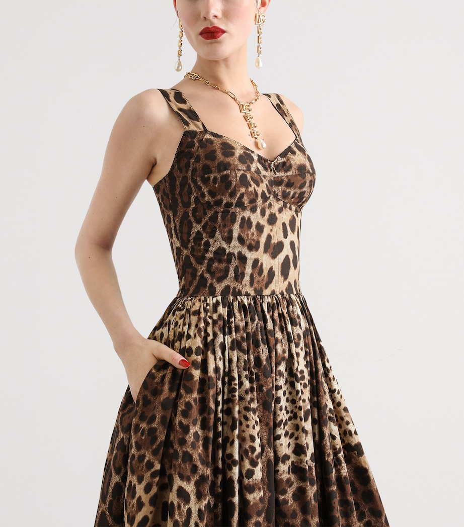 Dolce&Gabbana Womens Cotton Leopard Print Maxi Dress Leo New Image 4