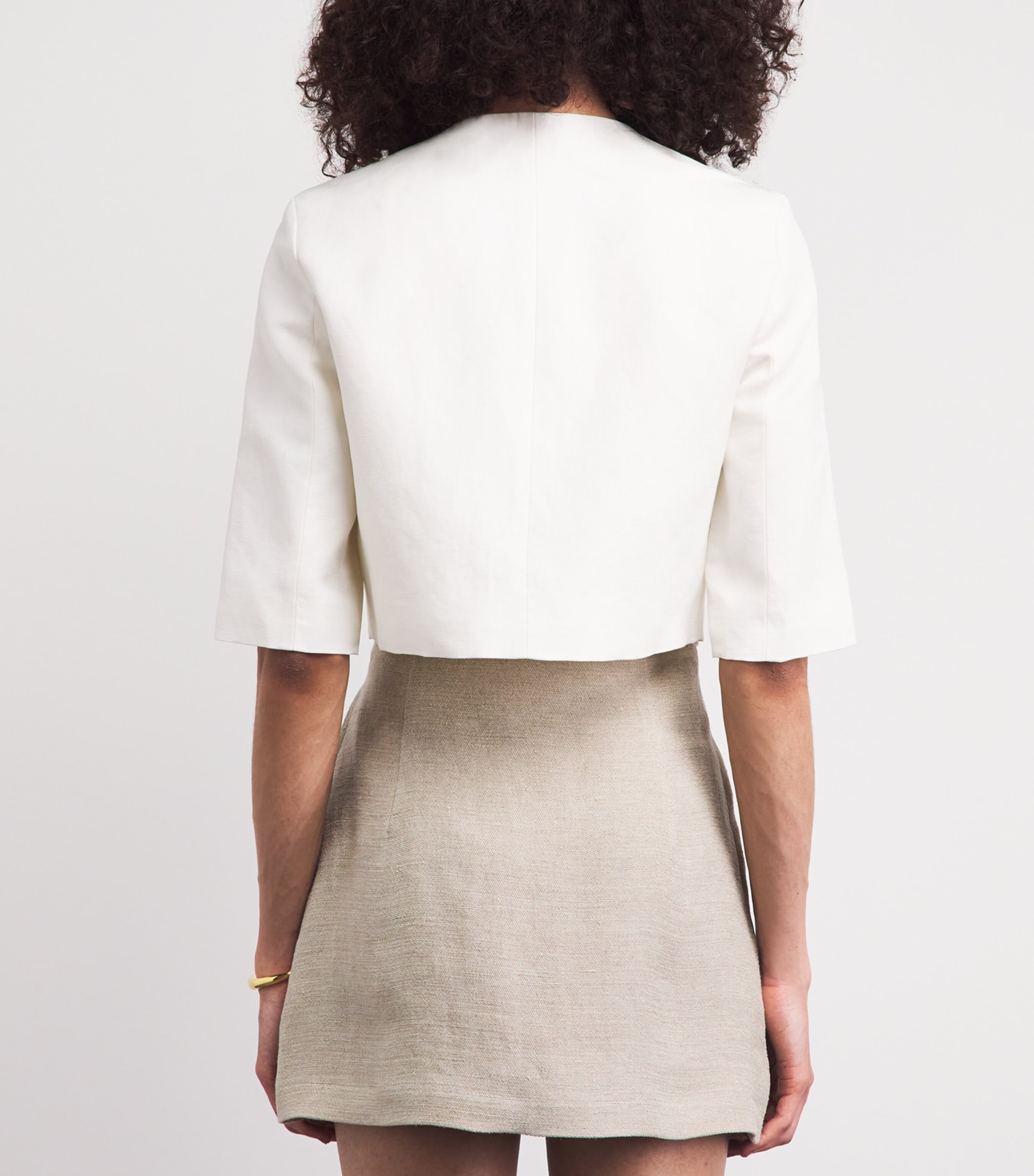 Maje Womens Linen-Cotton Cropped Jacket White Image 5