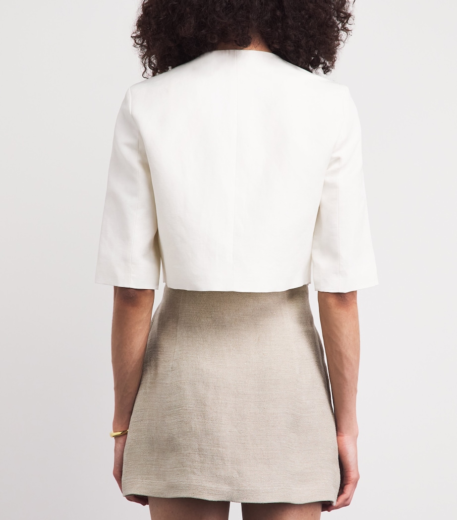 Maje Womens Linen-Cotton Cropped Jacket White Image 5