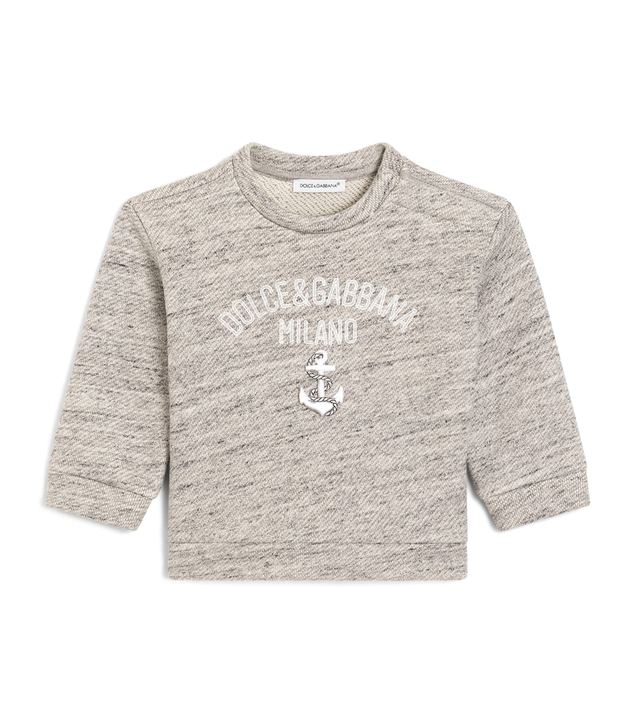 Dolce&Gabbana Kids Cotton Logo Sweatshirt (3-30 Months) Melange Grey Image 1