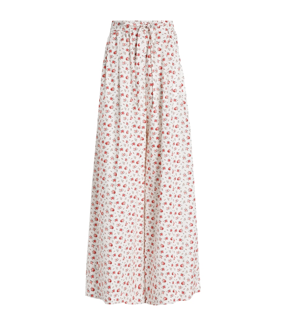 Dolce&Gabbana Womens Cotton-Blend Floral Trousers Rose Image 1