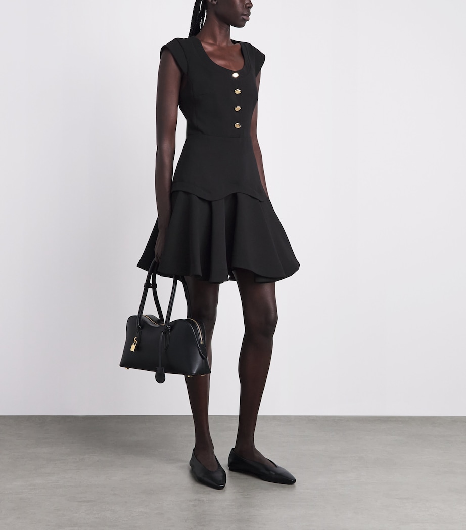 Sandro Paris Womens Structured Buttoned Mini Dress Black Image 2