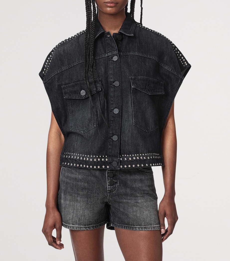 AllSaints Womens Alba Sleeveless Denim Shirt Shadow Black Image 3