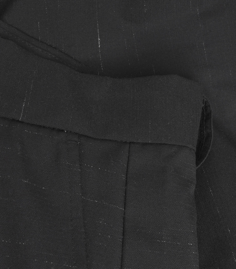 Wool-Linen Heathered Tailored Shorts BLACK Image 5