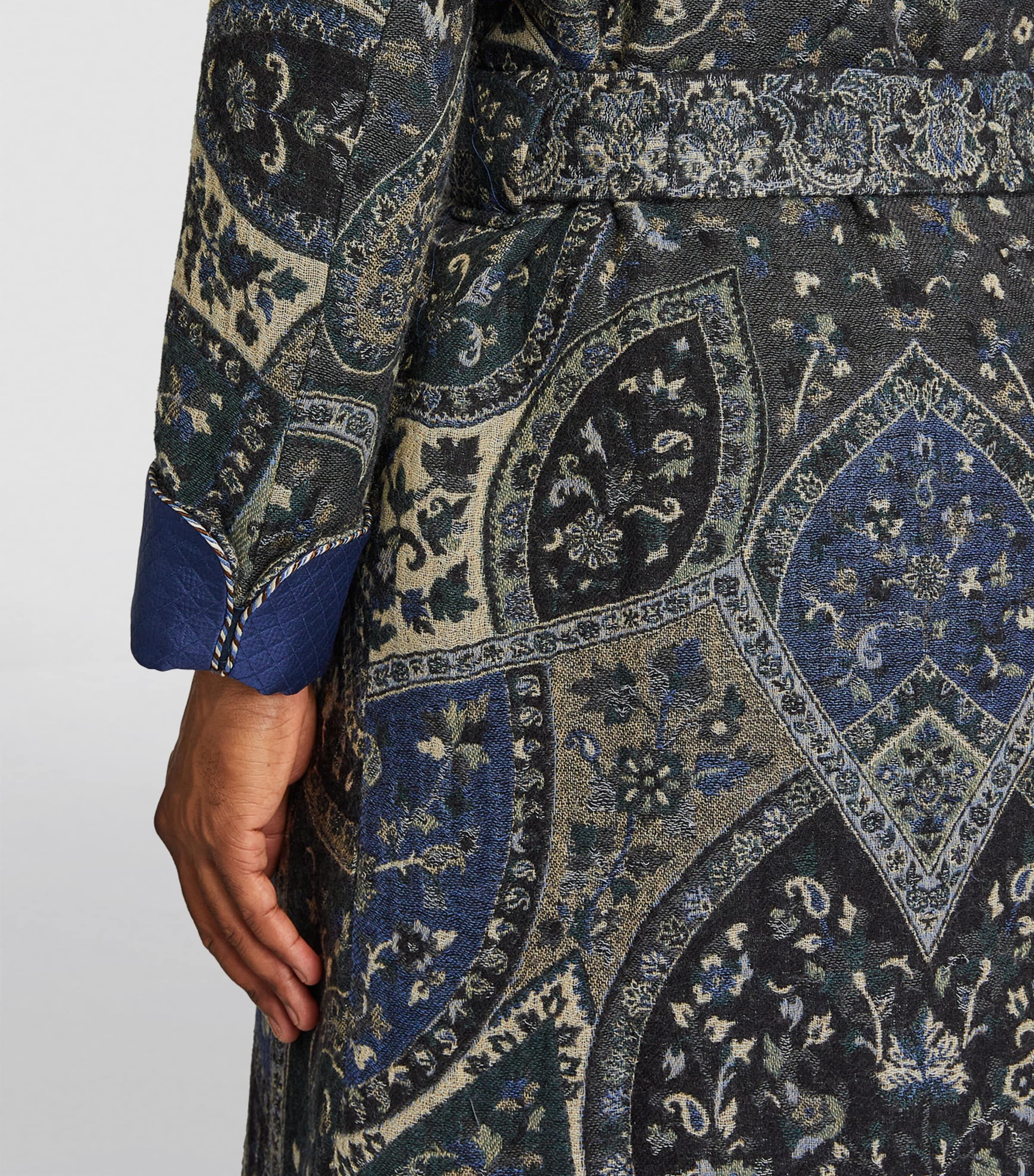 Paisley Jacquard Dressing Gown GREY BLUE Image 4