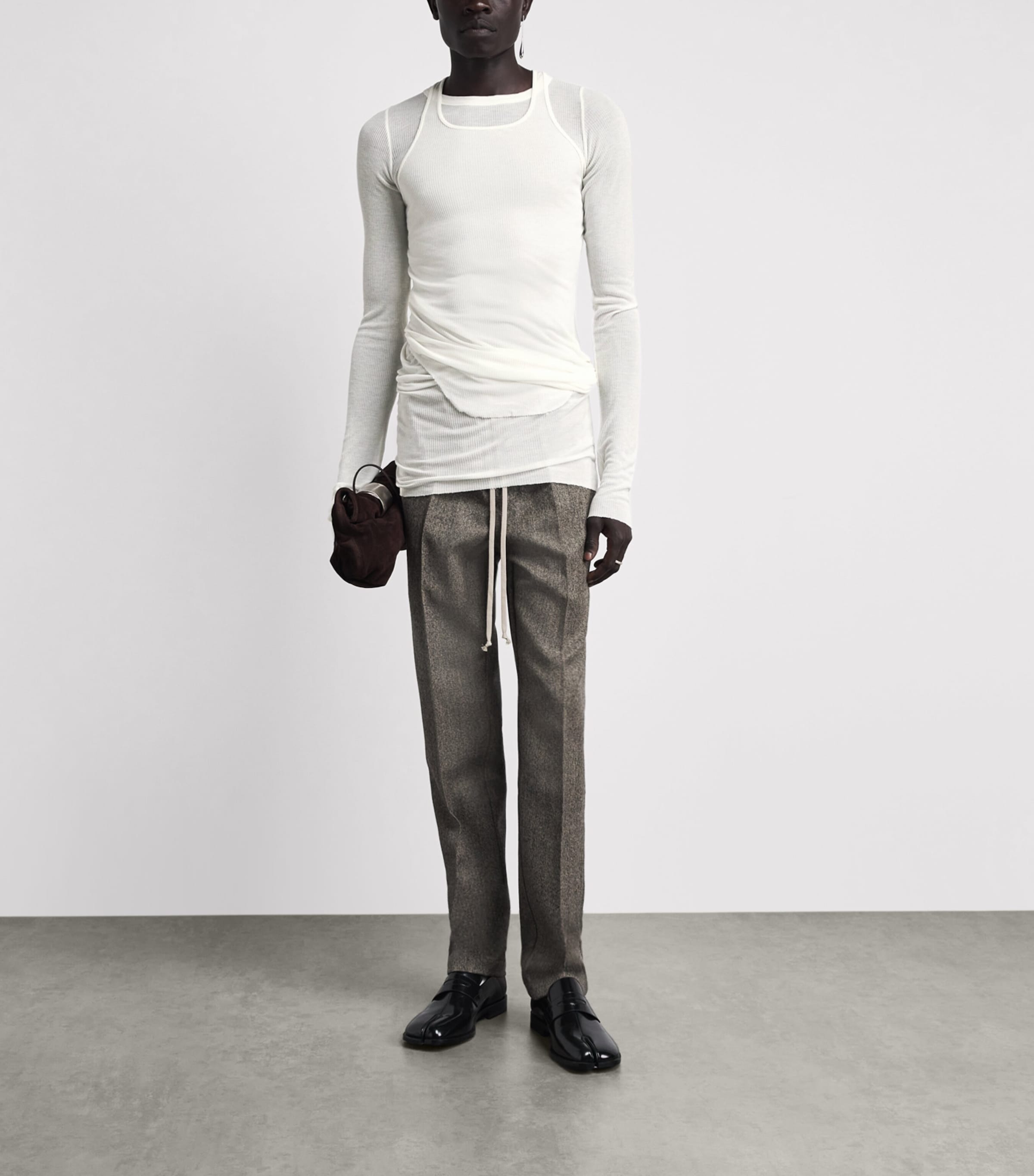 Rick Owens Mens Rib LS Long-Sleeve T-Shirt Milk Image 2