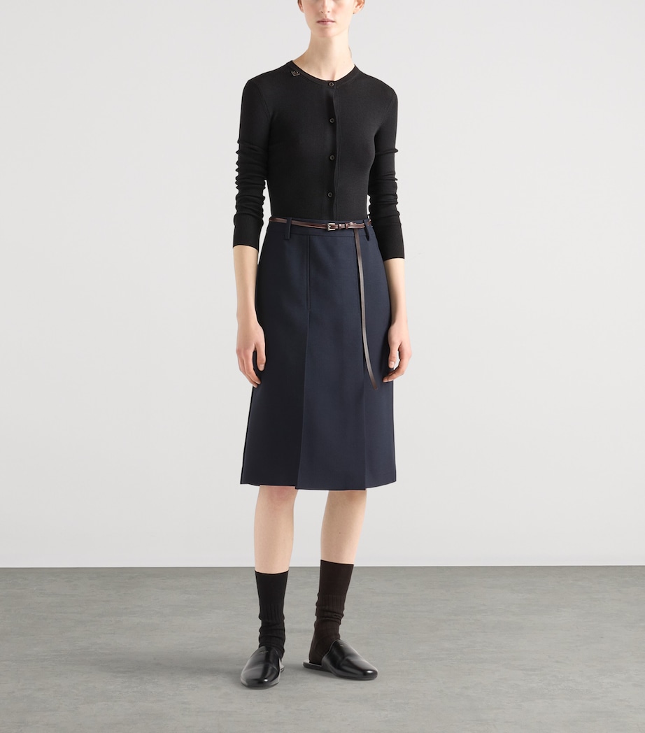 Prada Womens Wool Ribbed Slim Cardigan Image 2