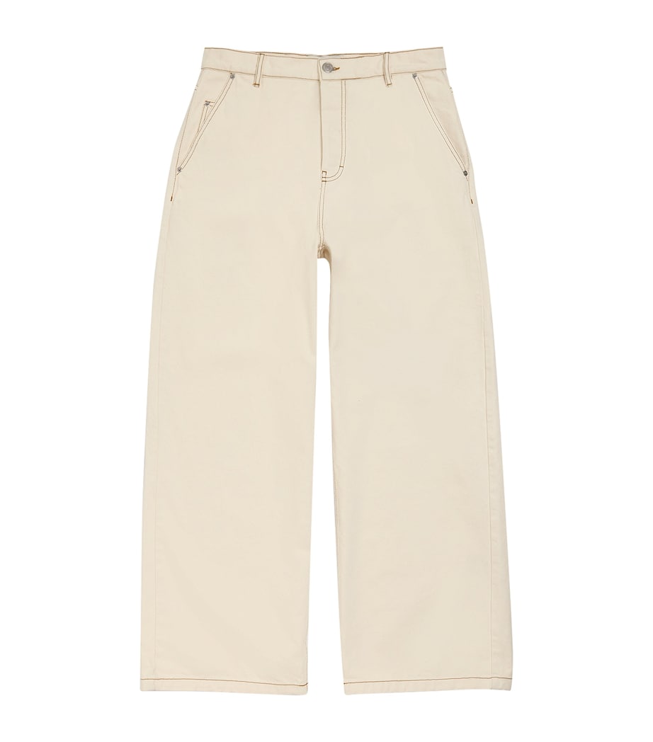 AMI Paris Mens Cotton Twill Wide Jeans Blanc Image 1