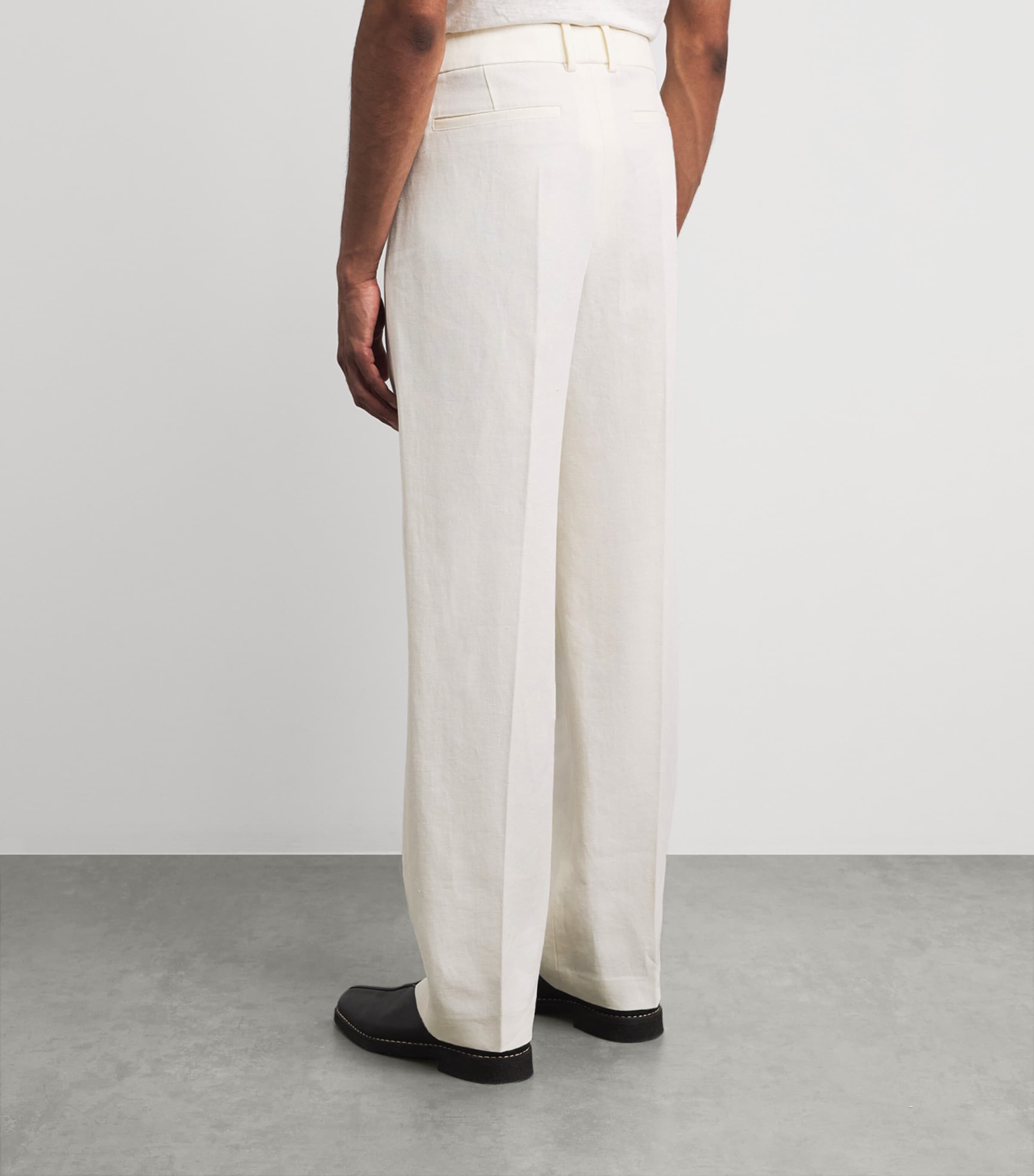 GOD'S TRUE CASHMERE Mens Linen Wide-Leg Trousers Moonstone Image 5