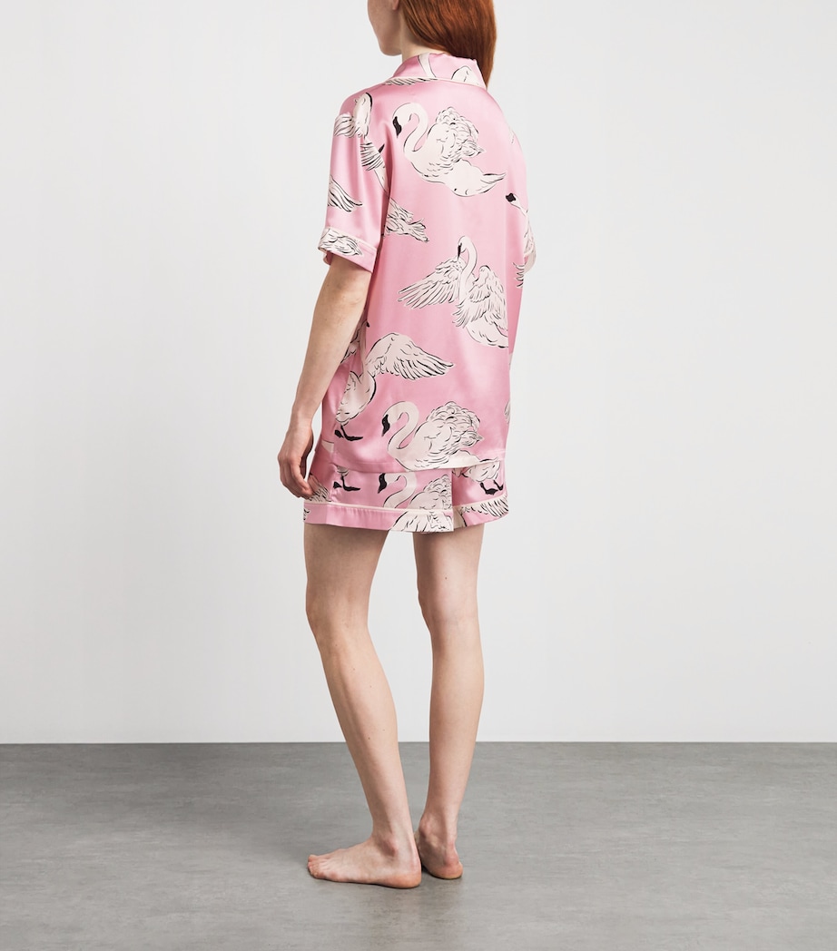 Olivia von Halle Womens Silk Ingo Selene Swan Short Pyjamas Image 4