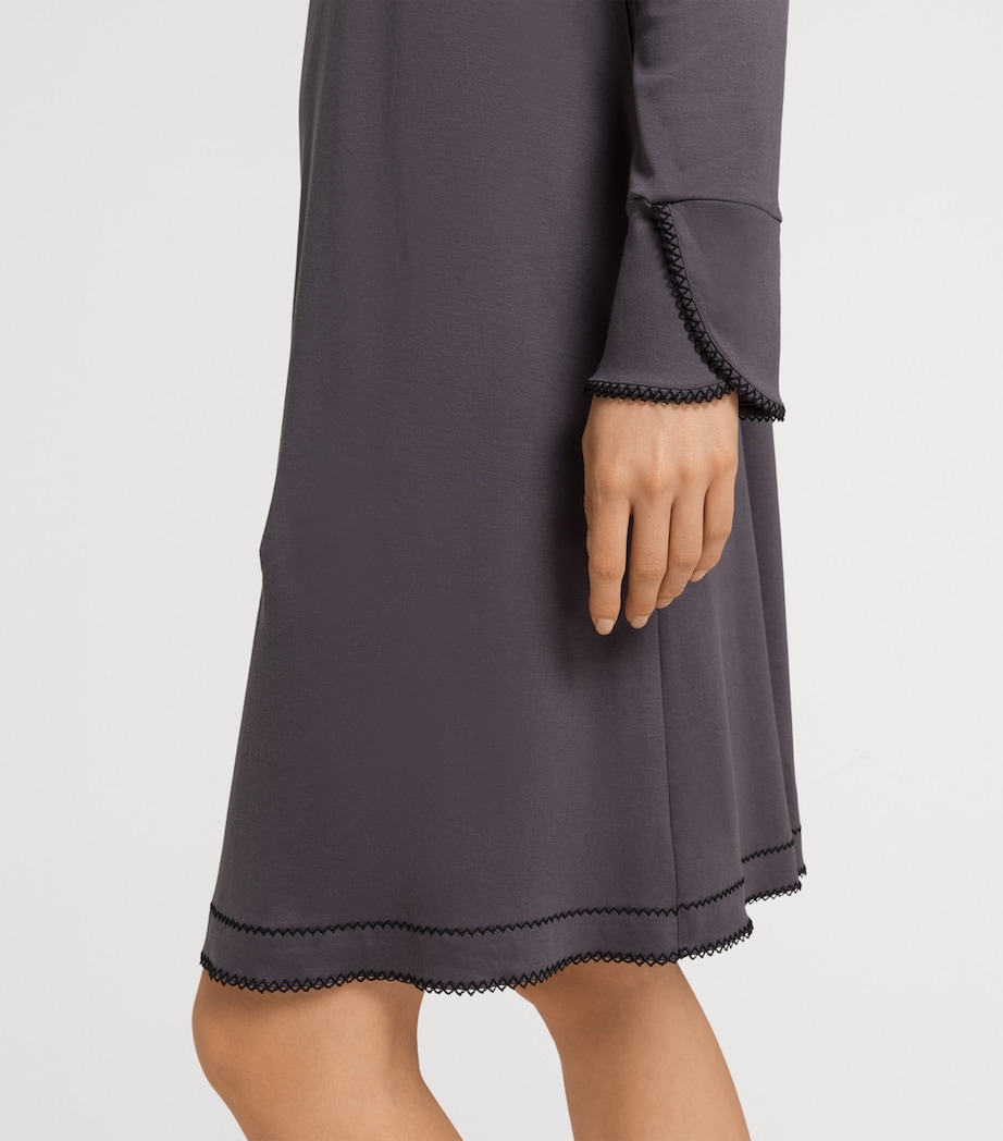 Cotton Long-Sleeve Una Nightdress BLACK PEARL Image 7