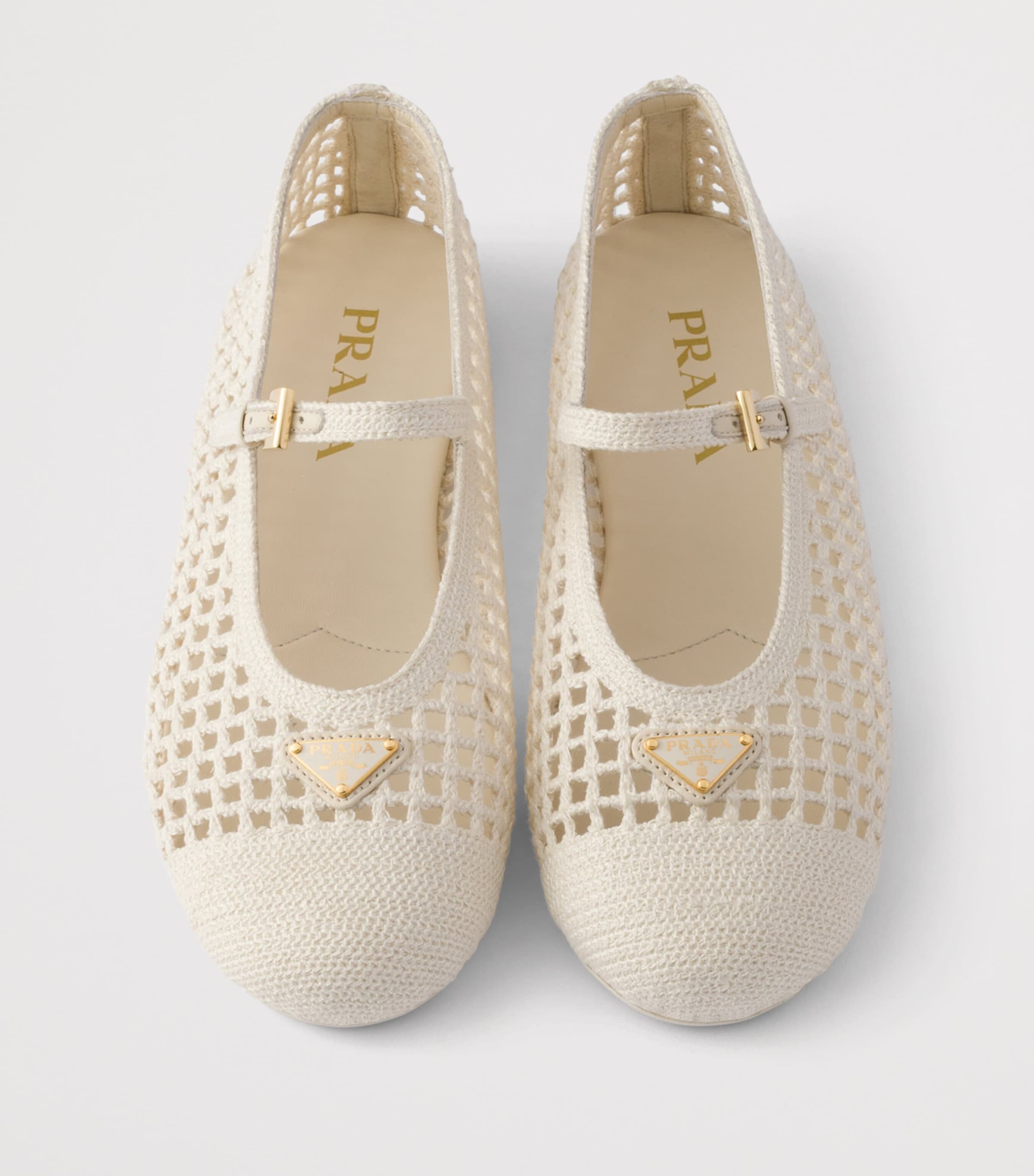 Prada Crochet Ballet Flats Neutral Image 4