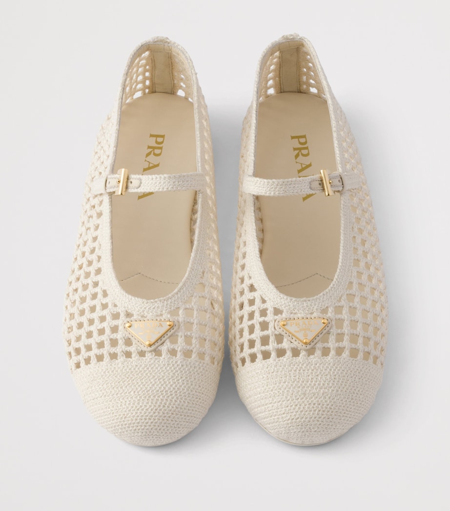Prada Crochet Ballet Flats Neutral Image 4