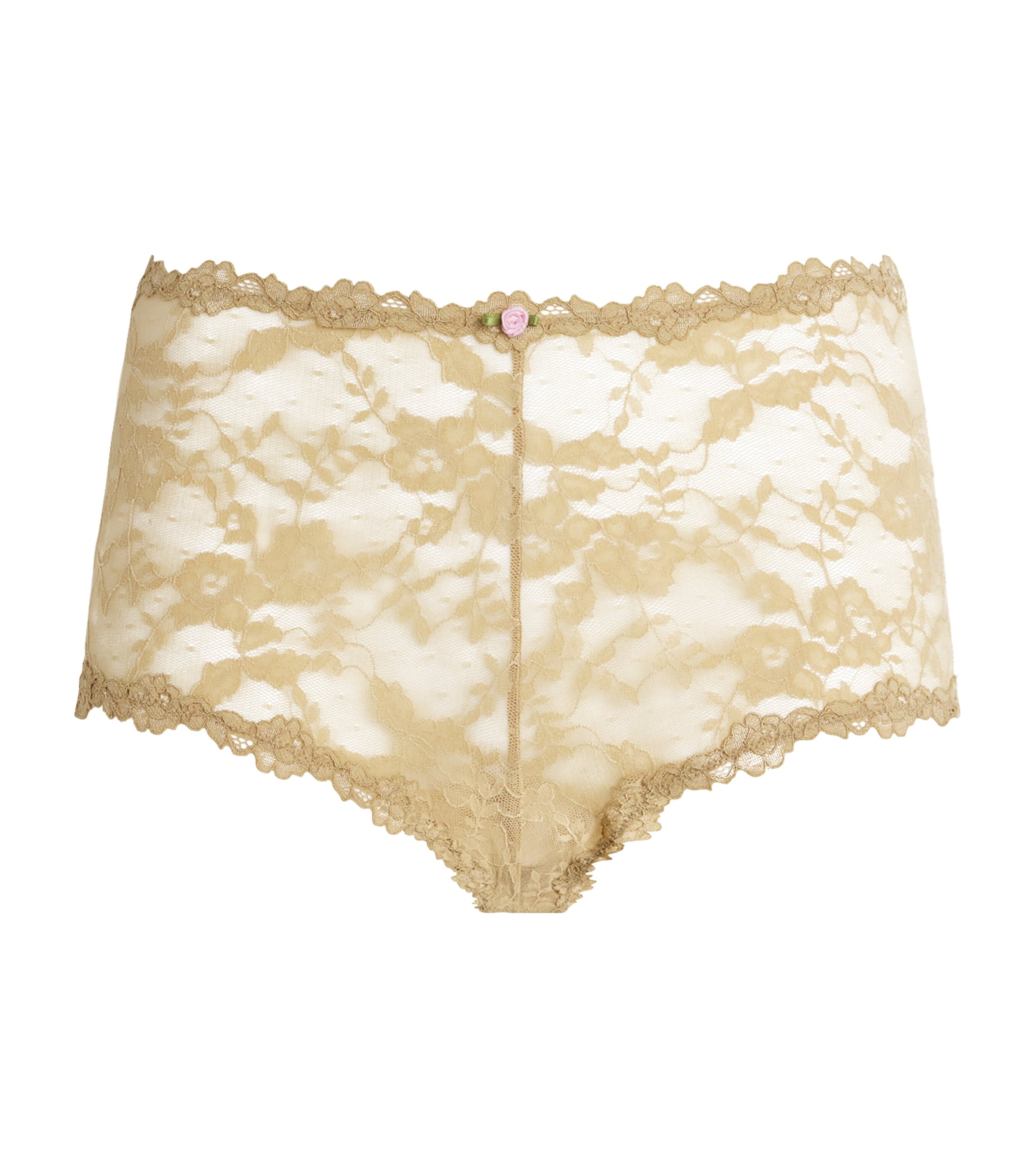 Skims Stretch Lace Boy Short In Gold