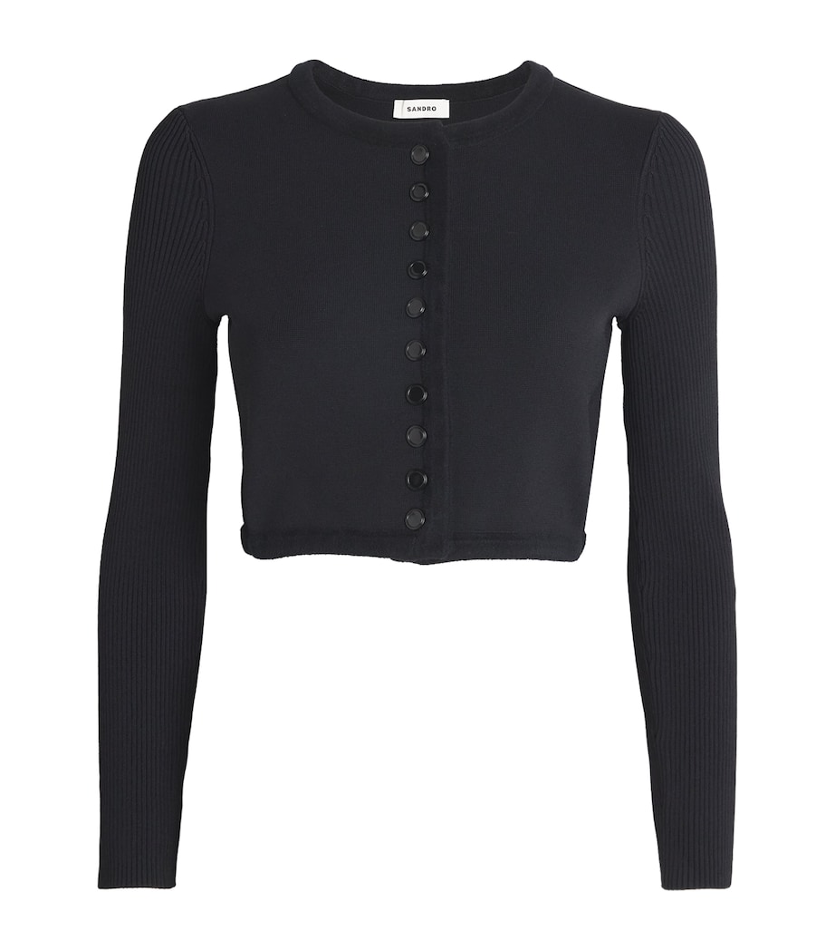 Cropped Cardigan BLACK Image 1