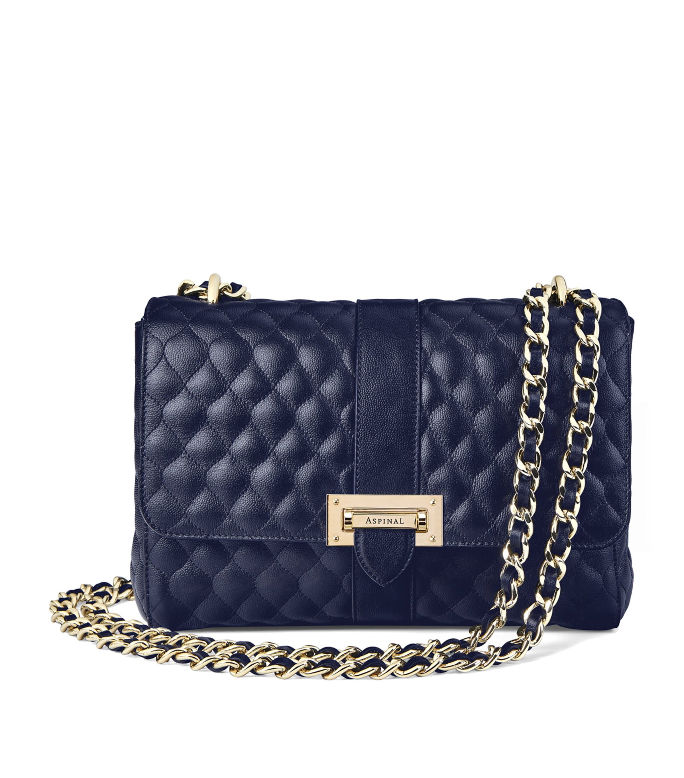 Aspinal Of London Large Leather Lottie Cross-Body Bag Navy Image 6