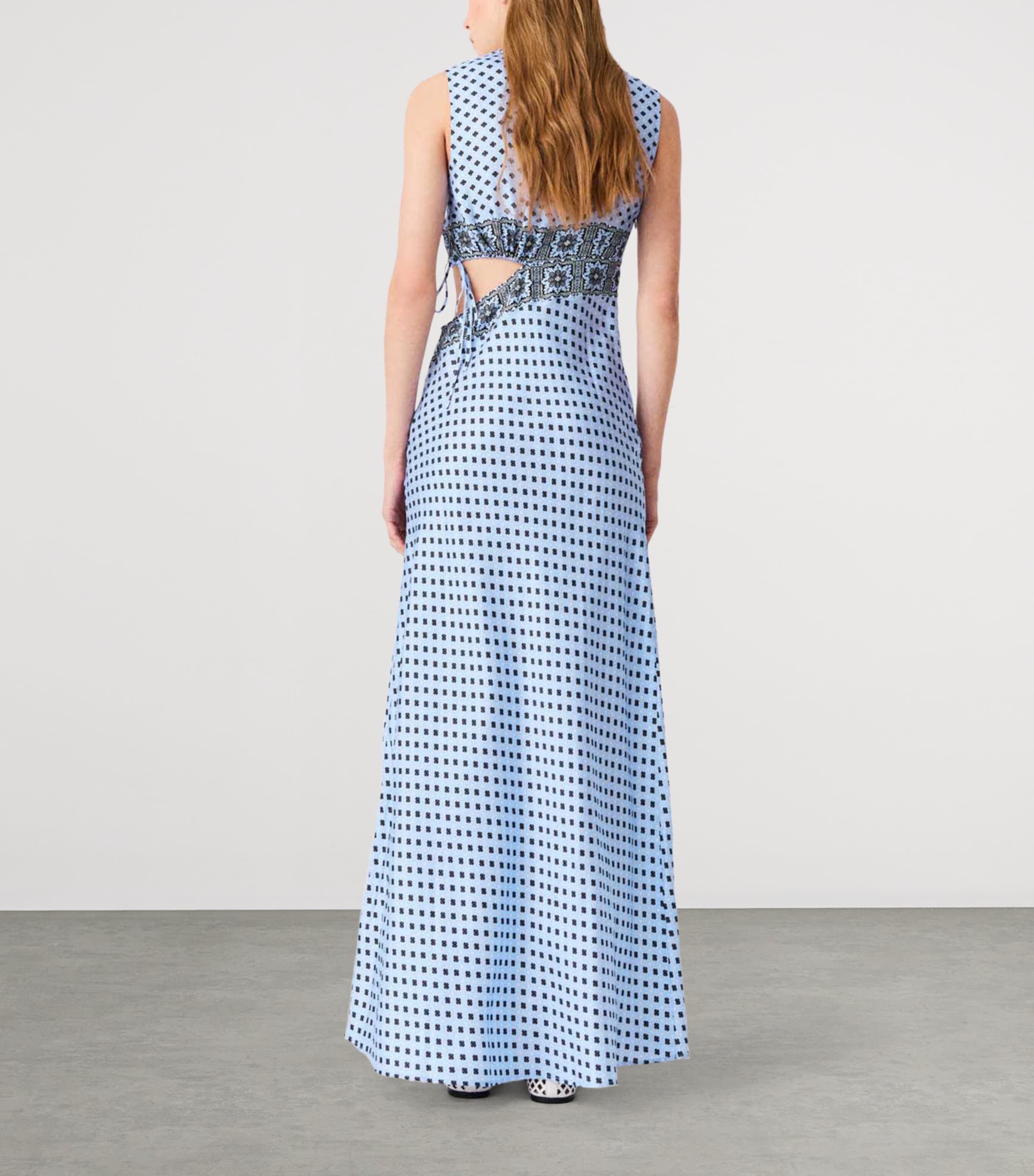 Maje Womens Silk Cut-Out Maxi Dress Light Blue Image 4